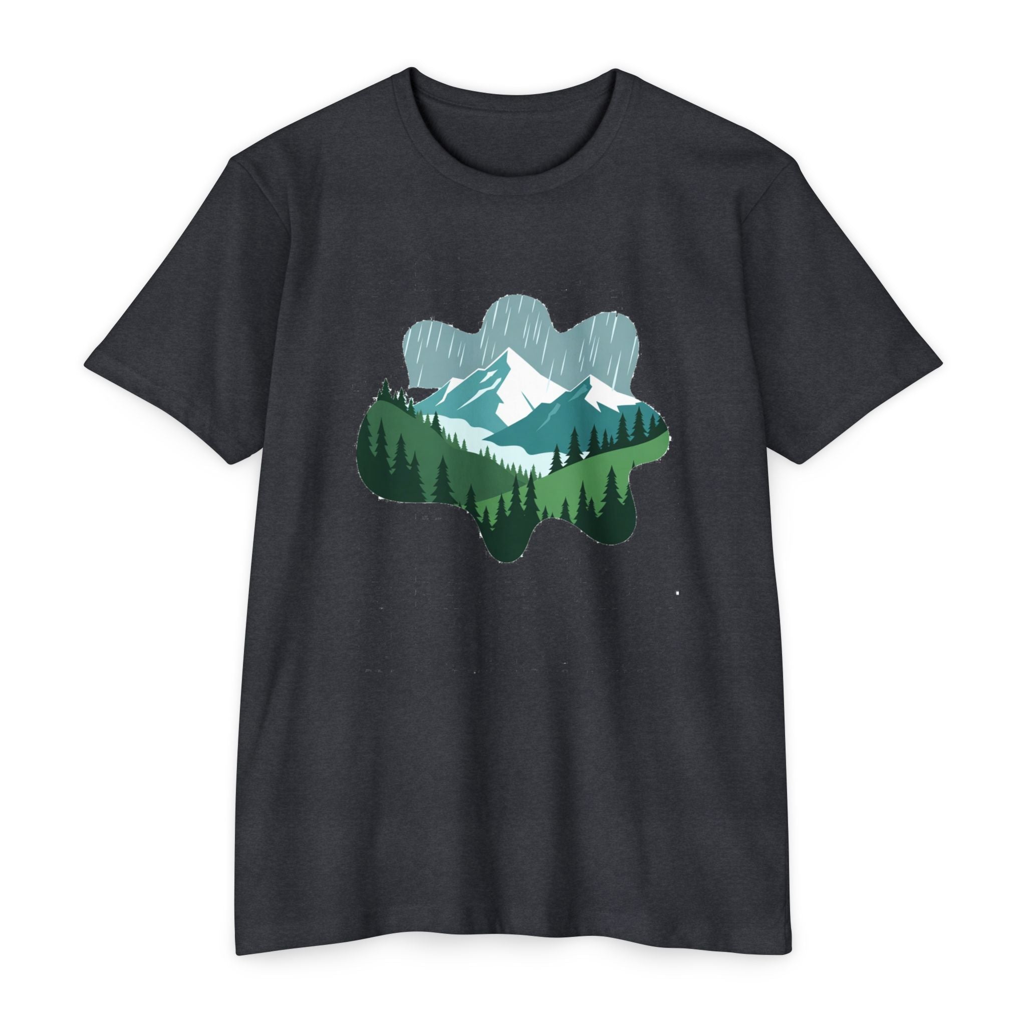 Mountain Paw Print T-Shirt — Scenic Forest & Snowy Peak Tee