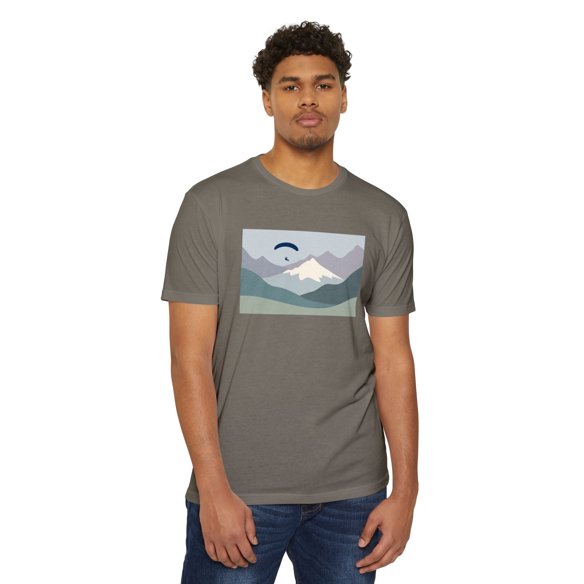 Mountain Paraglider Tee — Minimalist Scenic Graphic T-Shirt
