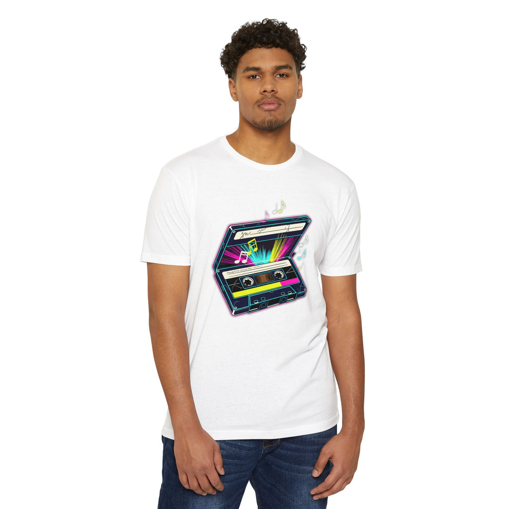 Retro Neon Cassette T-Shirt — 80s Vintage Music Tee