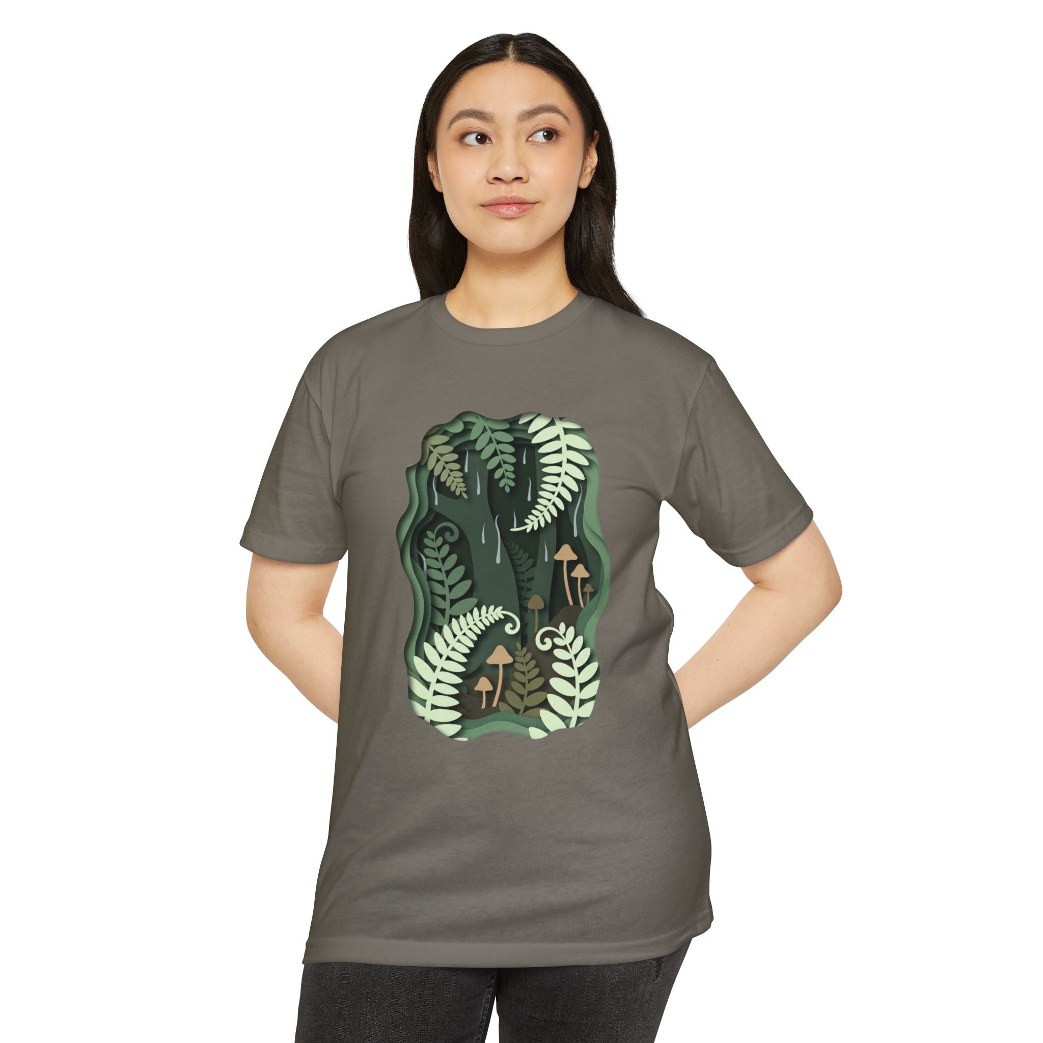Fern & Fungi Graphic T-Shirt — Botanical Mushroom Nature Tee