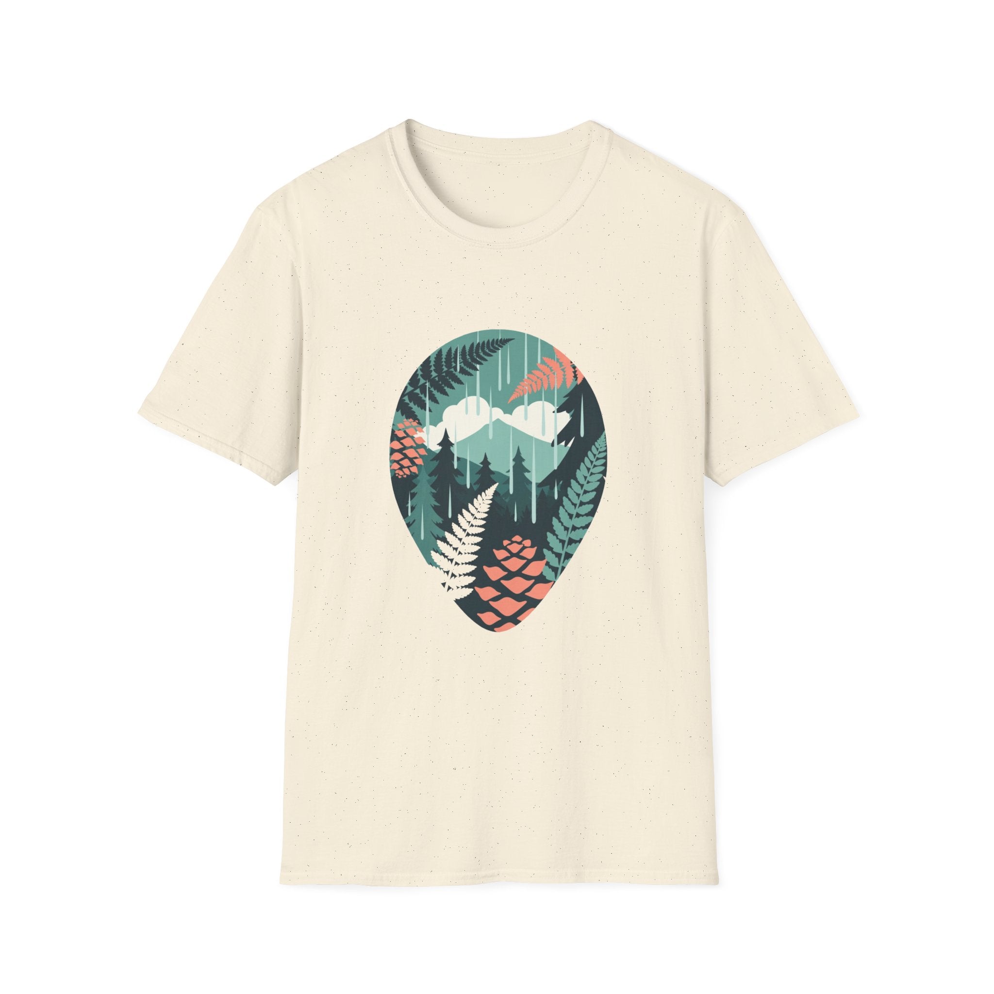 Adventure Nature T-Shirt — Mountain & Fern Badge Graphic
