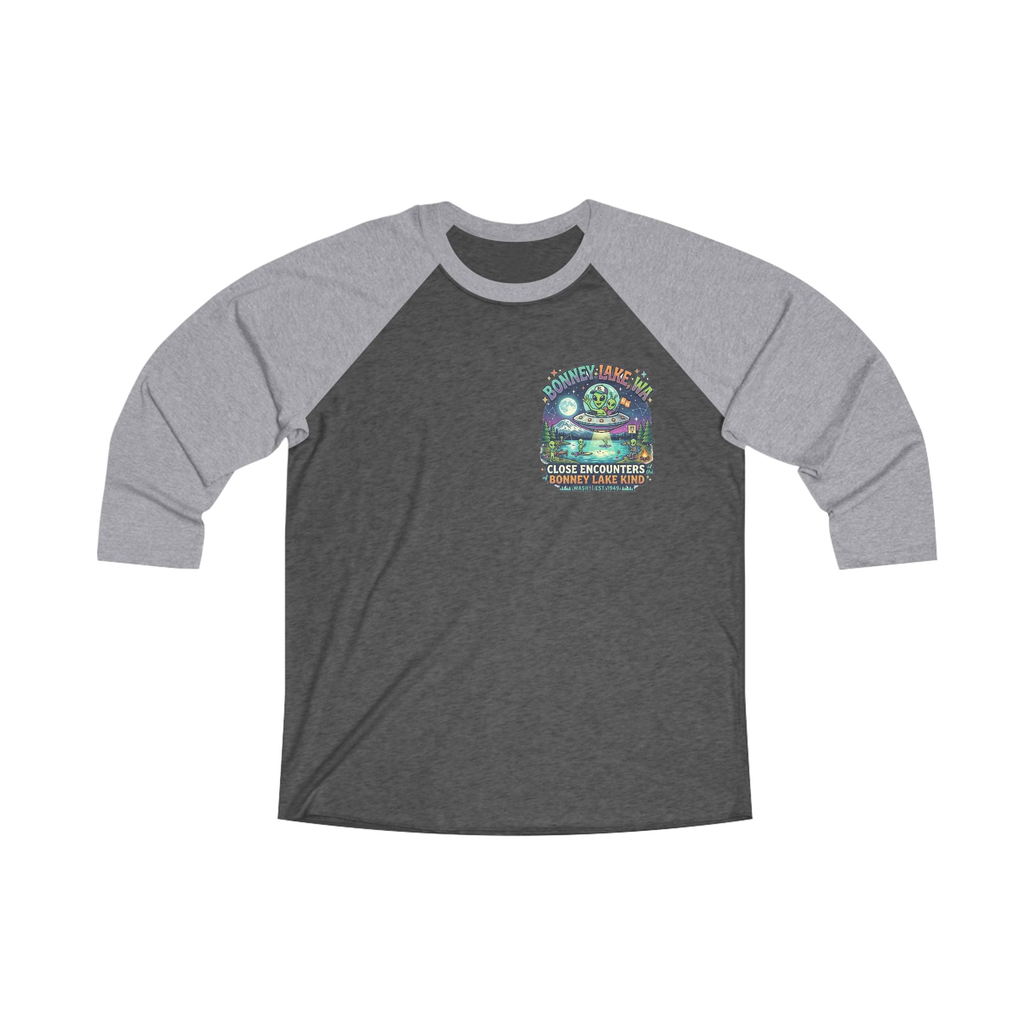 Copy of Bonney Lake WA Raglan Tee — “Close Encounters” UFO Graphic 3/4 Sleeve