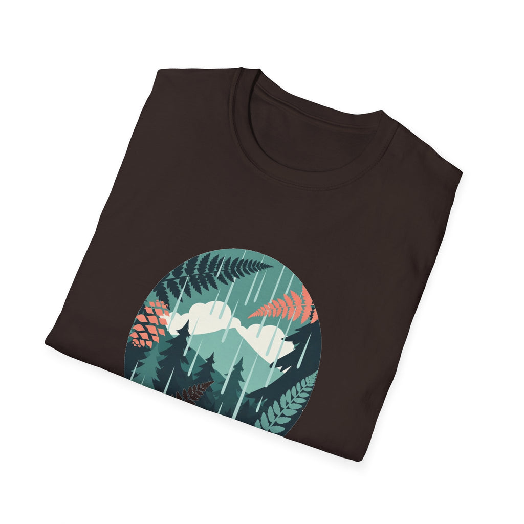 Adventure Nature T-Shirt — Mountain & Fern Badge Graphic