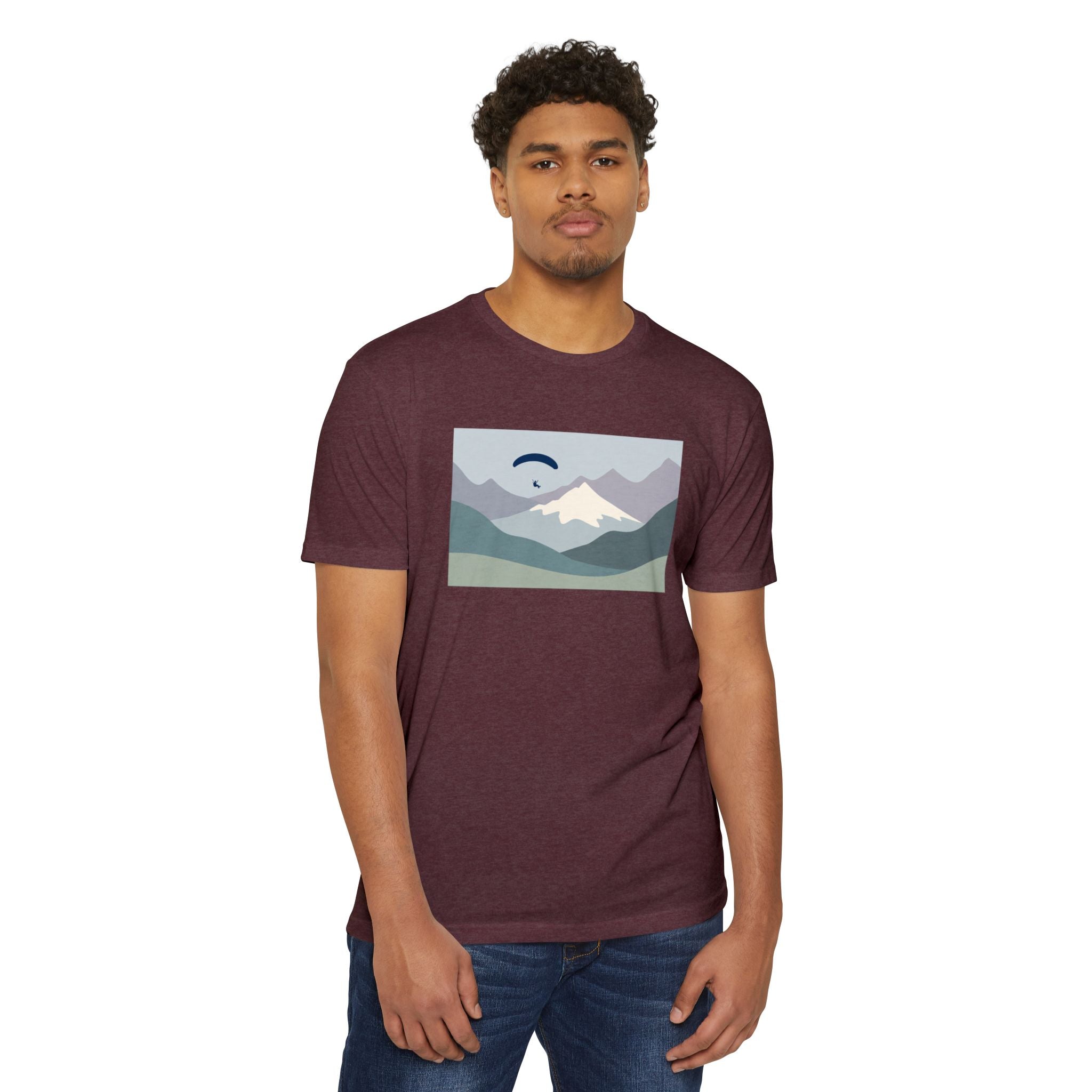 Mountain Paraglider Tee — Minimalist Scenic Graphic T-Shirt
