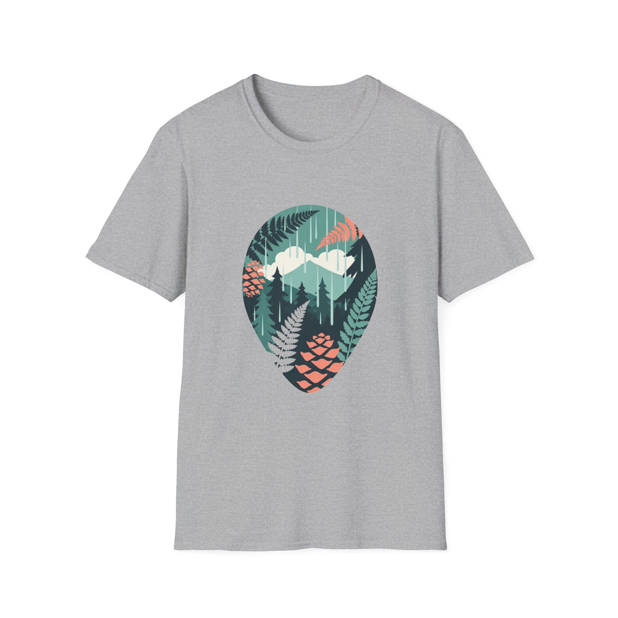 Adventure Nature T-Shirt — Mountain & Fern Badge Graphic