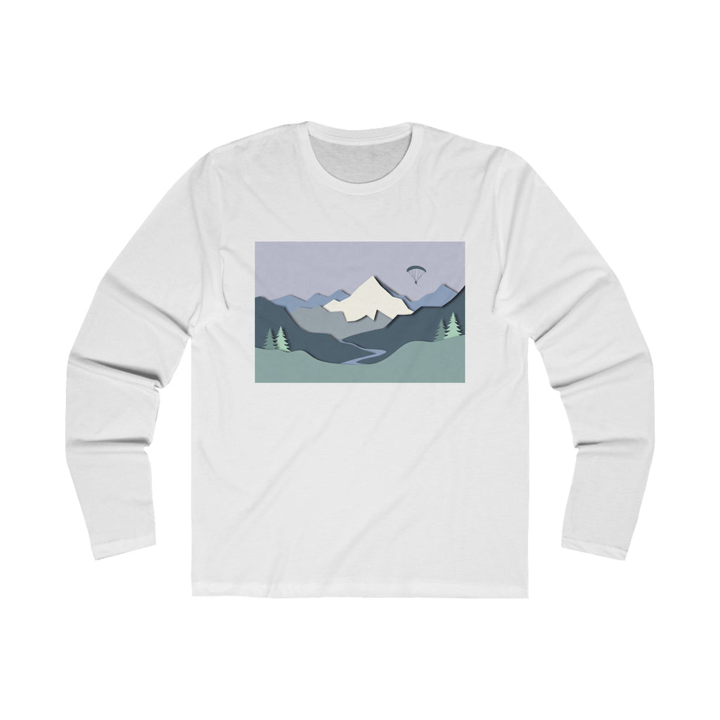 Mountain Landscape Long Sleeve Tee — Scenic Peak Graphic Crew