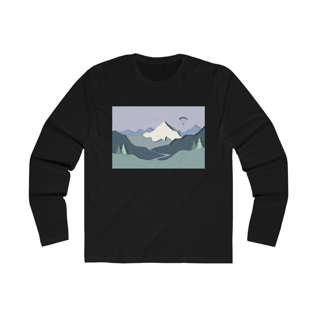 Mountain Landscape Long Sleeve Tee — Scenic Peak Graphic Crew