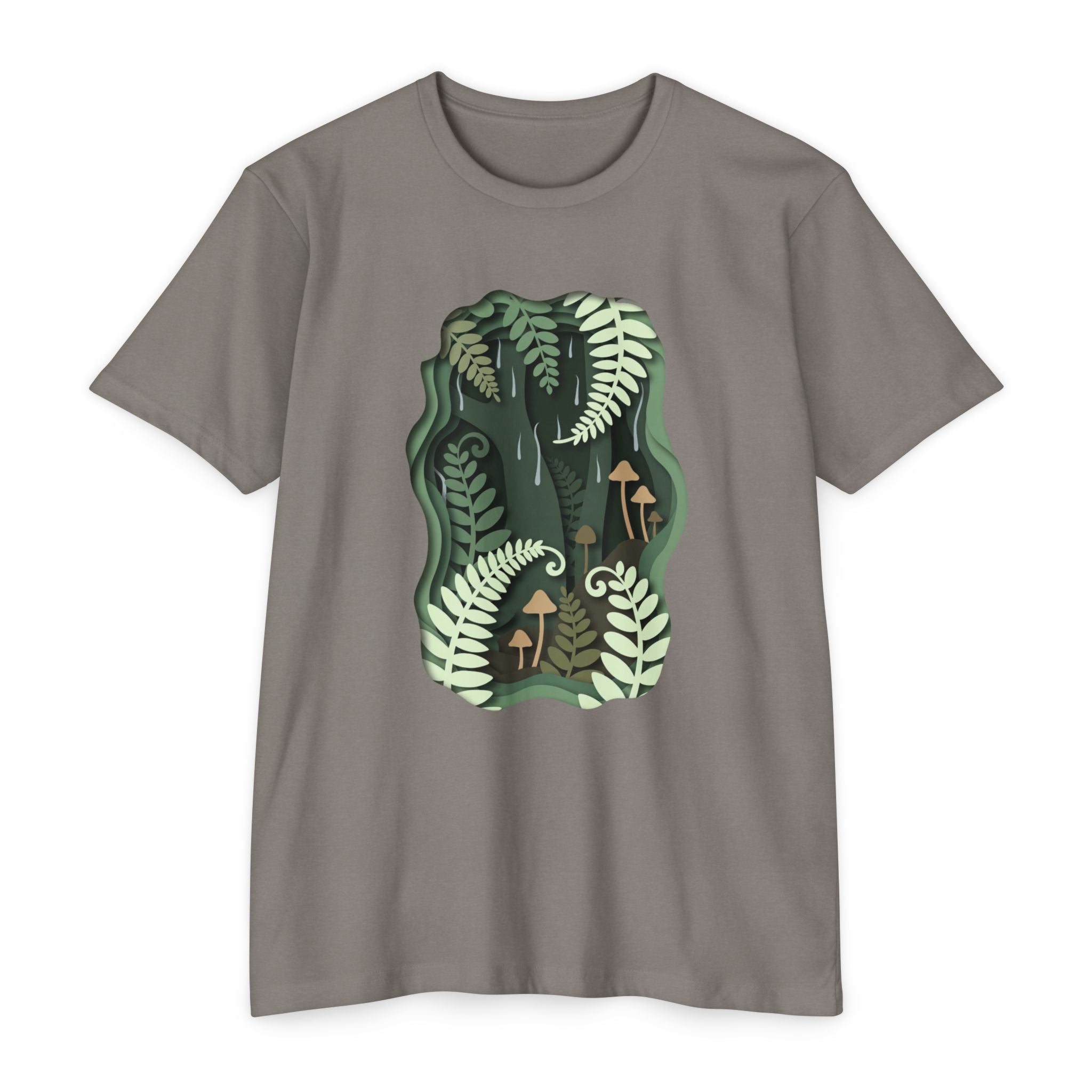 Fern & Fungi Graphic T-Shirt — Botanical Mushroom Nature Tee