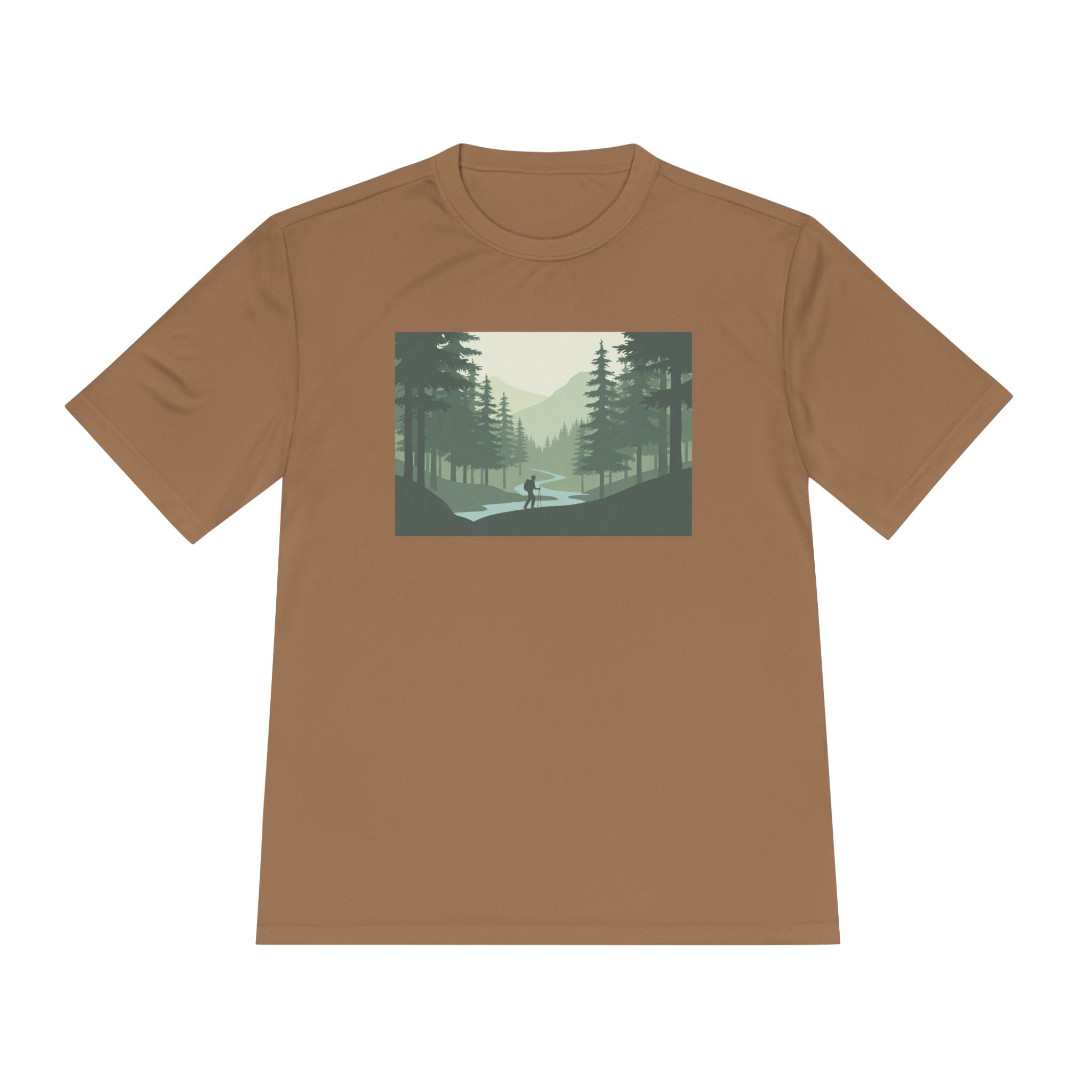 Forest Lake Camping Tee — Minimal Mountain Landscape T-Shirt for Outdoor Lovers