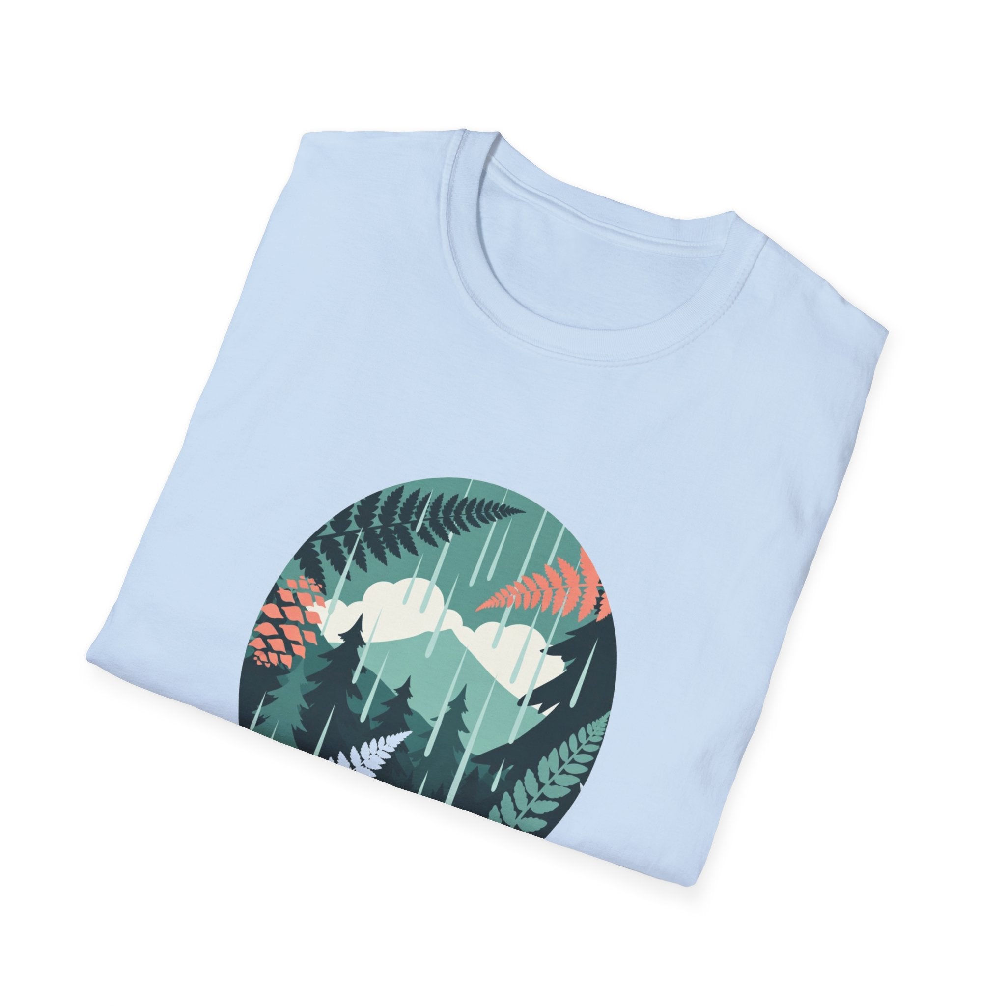 Adventure Nature T-Shirt — Mountain & Fern Badge Graphic
