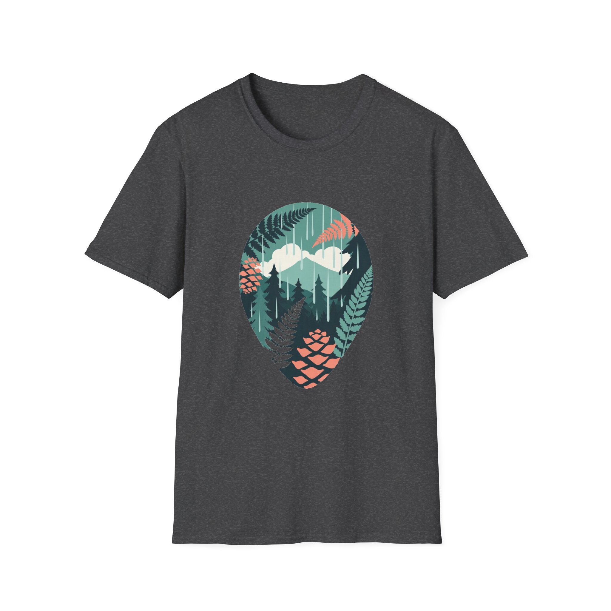 Adventure Nature T-Shirt — Mountain & Fern Badge Graphic