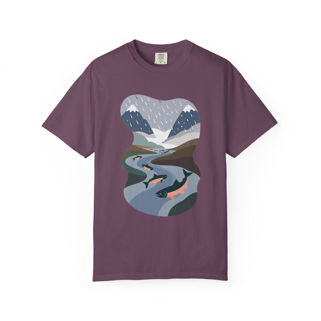 River Salmon Graphic T-Shirt — Mountain Fishing Scenic Tee