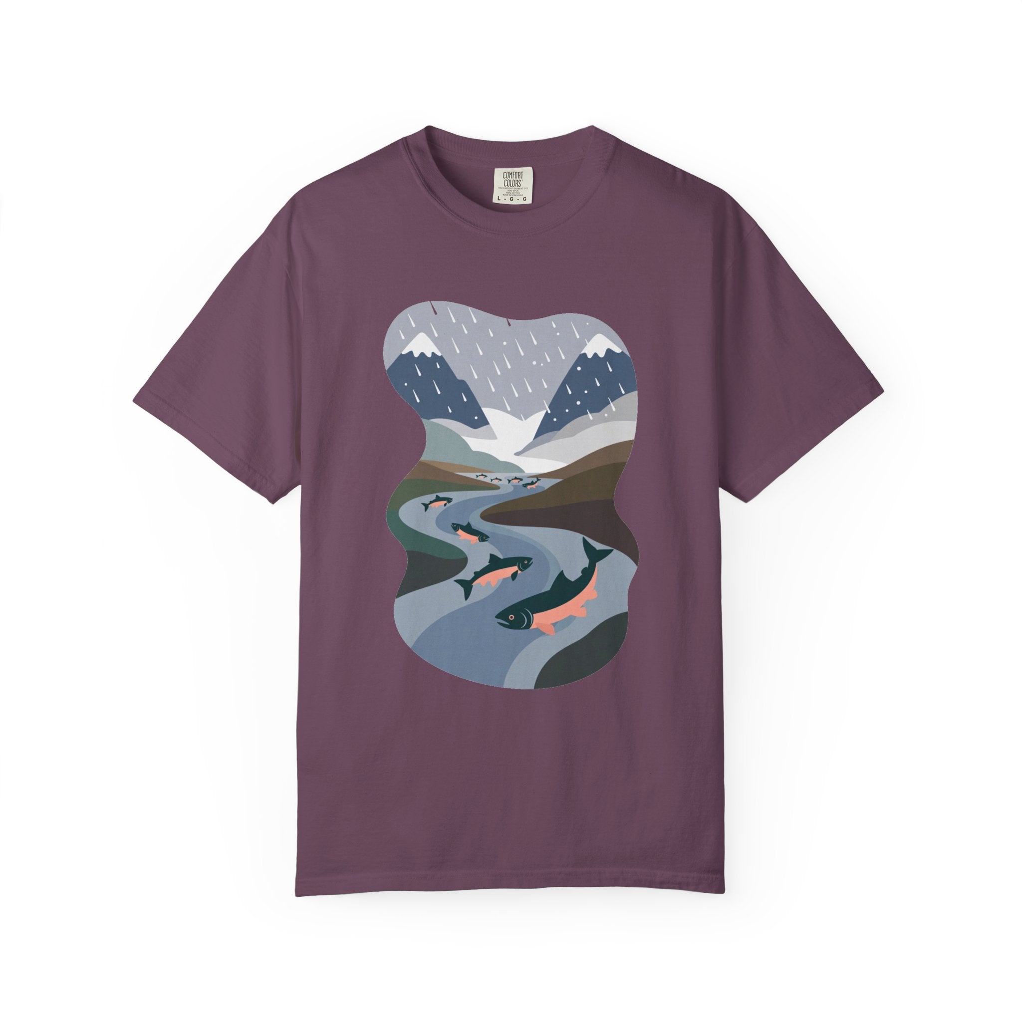 River Salmon Graphic T-Shirt — Mountain Fishing Scenic Tee