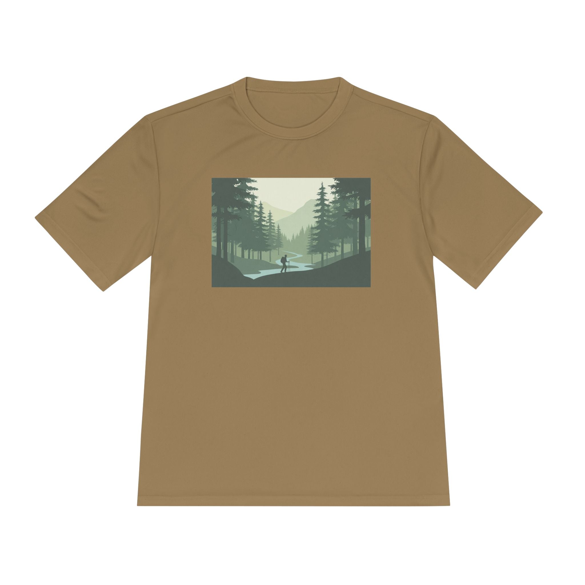 Forest Lake Camping Tee — Minimal Mountain Landscape T-Shirt for Outdoor Lovers