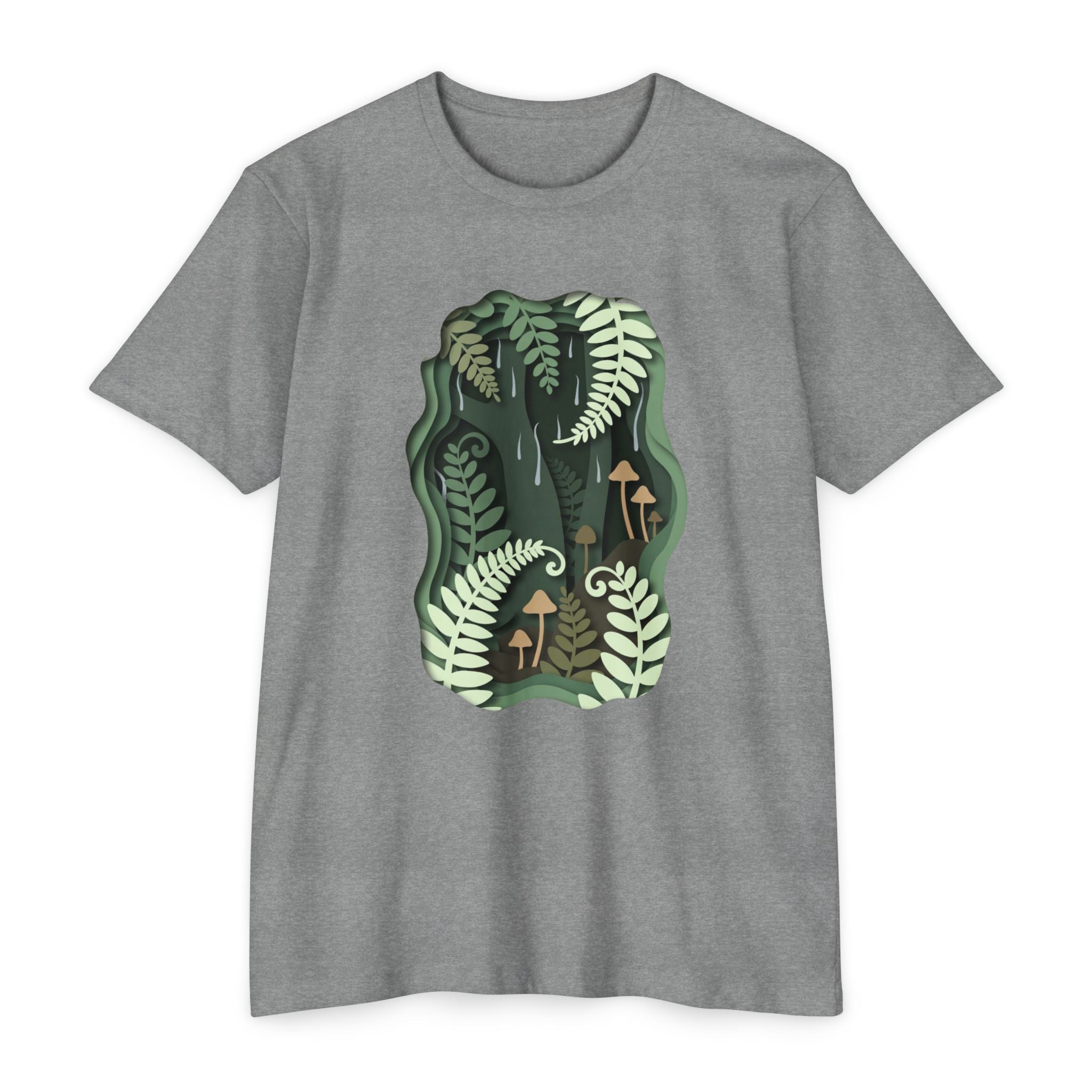 Fern & Fungi Graphic T-Shirt — Botanical Mushroom Nature Tee
