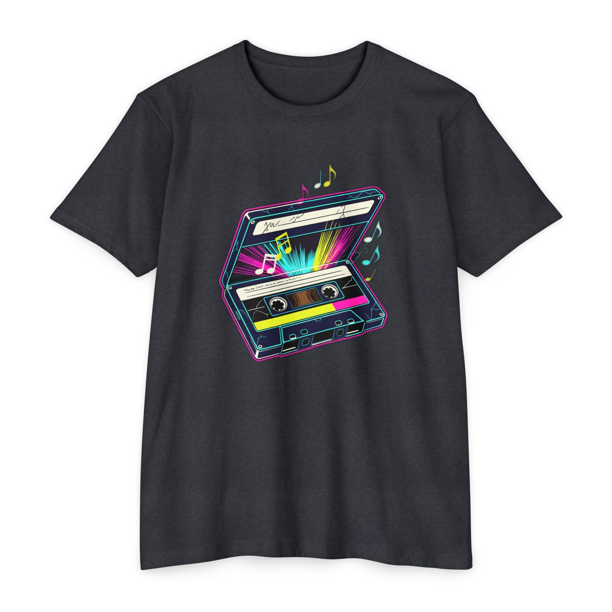 Retro Neon Cassette T-Shirt — 80s Vintage Music Tee