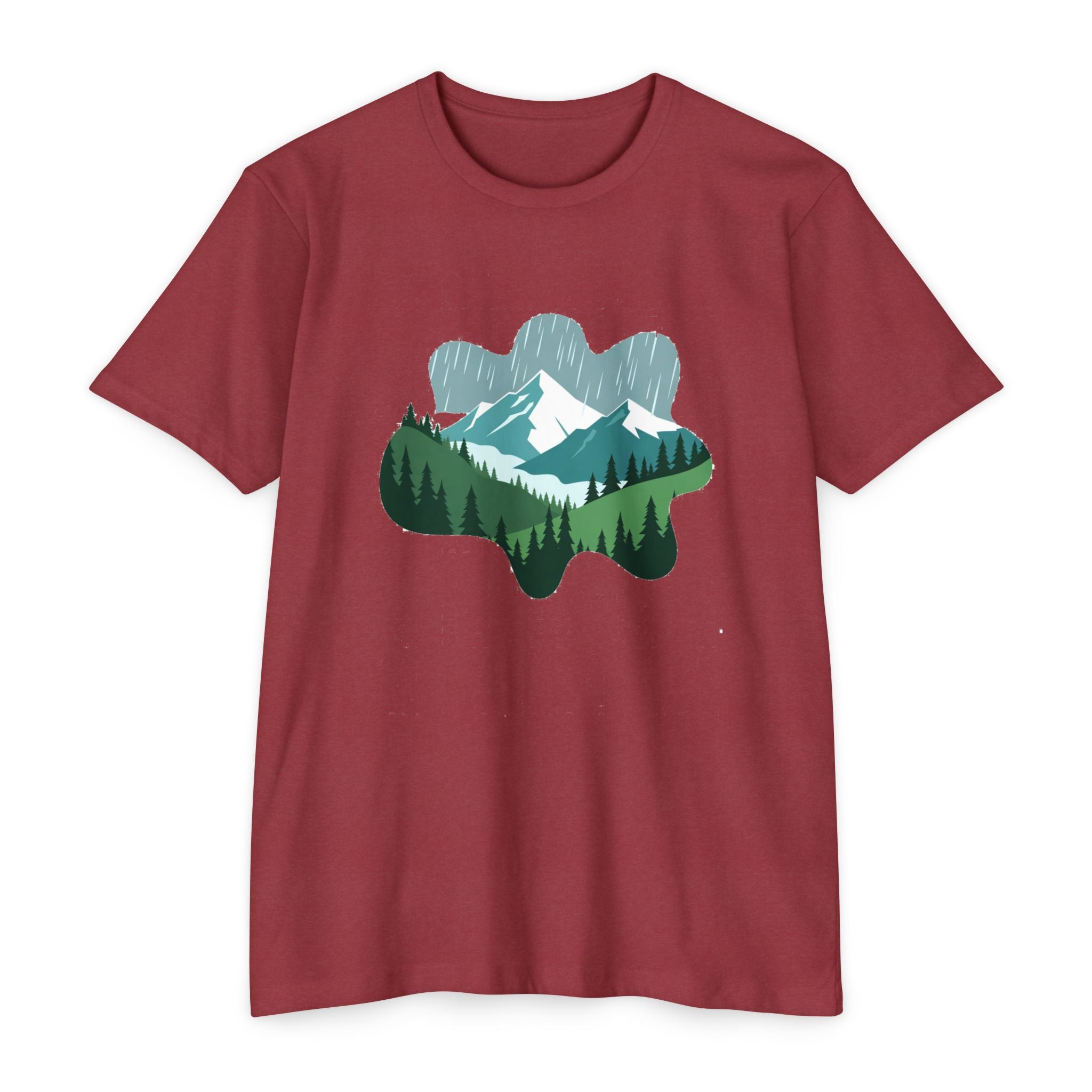 Mountain Paw Print T-Shirt — Scenic Forest & Snowy Peak Tee