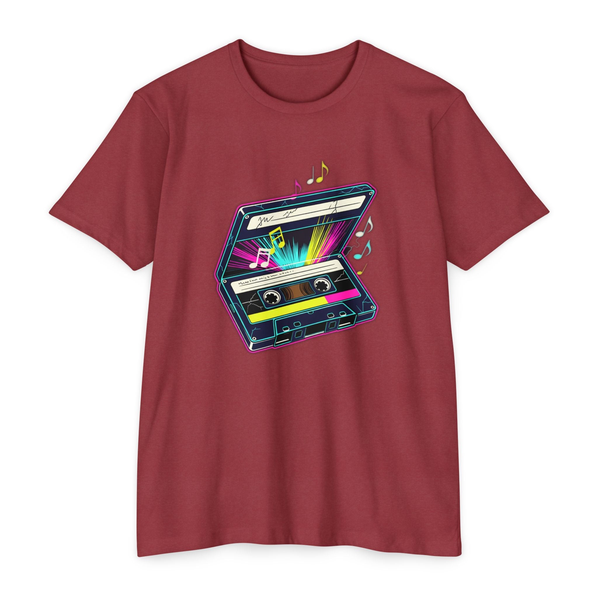 Retro Neon Cassette T-Shirt — 80s Vintage Music Tee