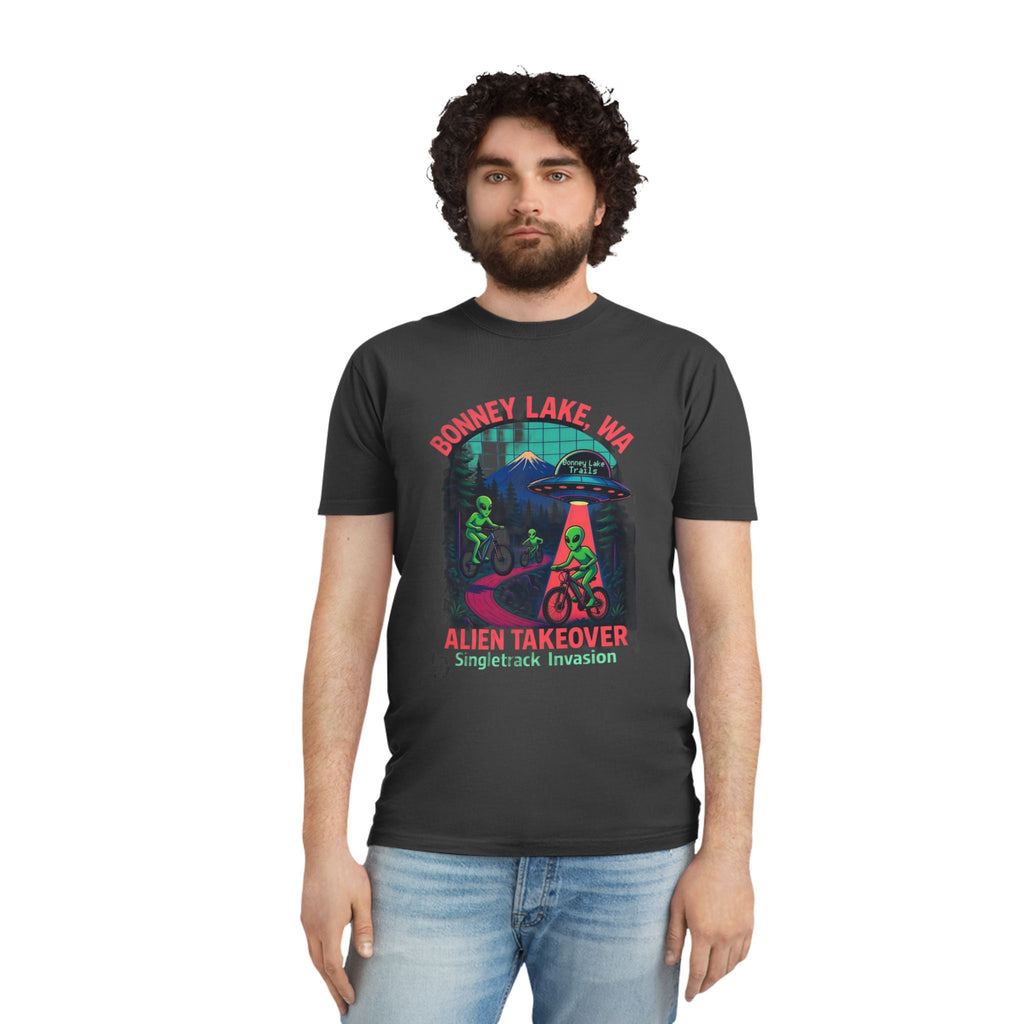 Bonney Lake WA Alien Takeover T‑Shirt — UFO Biking Retro Graphic