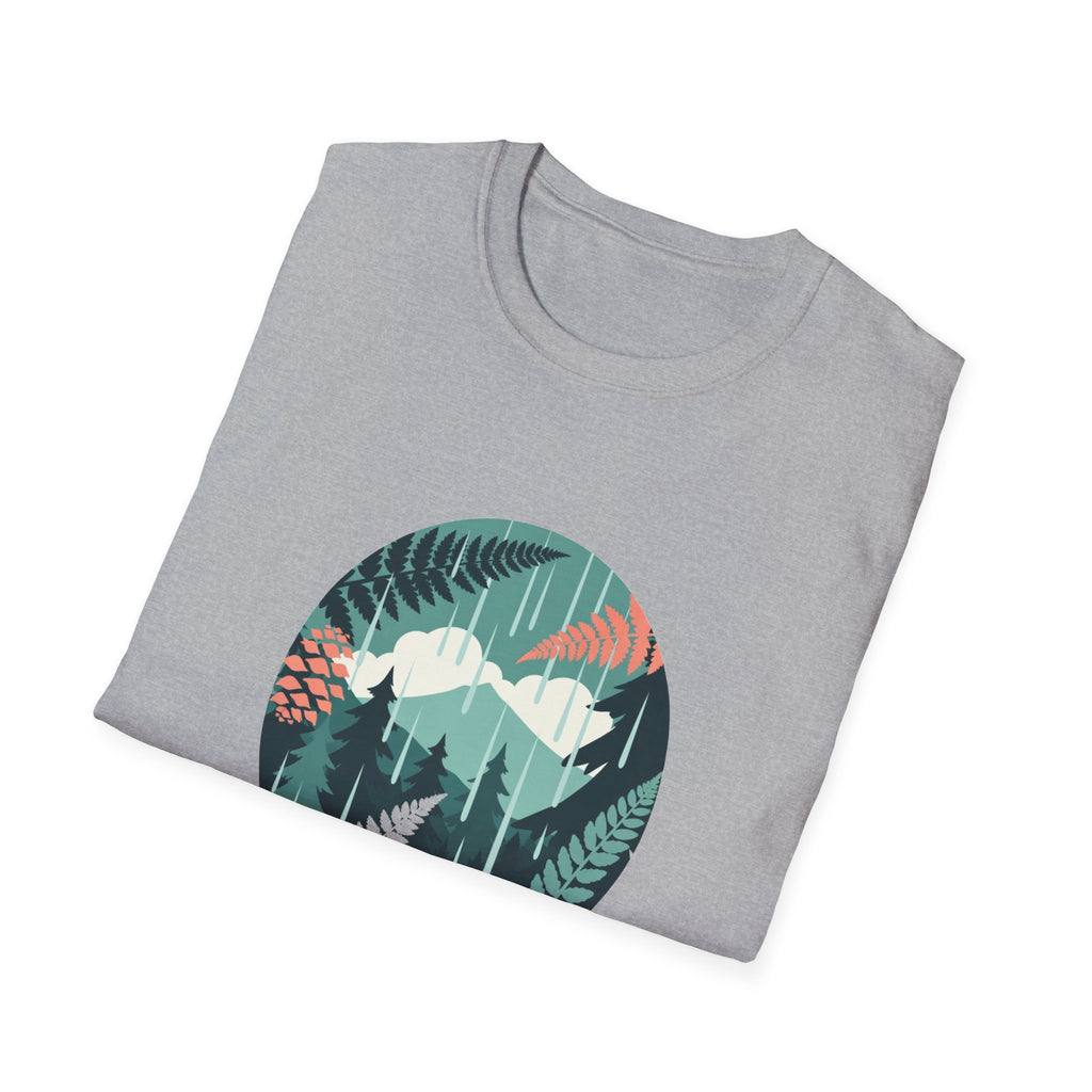 Adventure Nature T-Shirt — Mountain & Fern Badge Graphic
