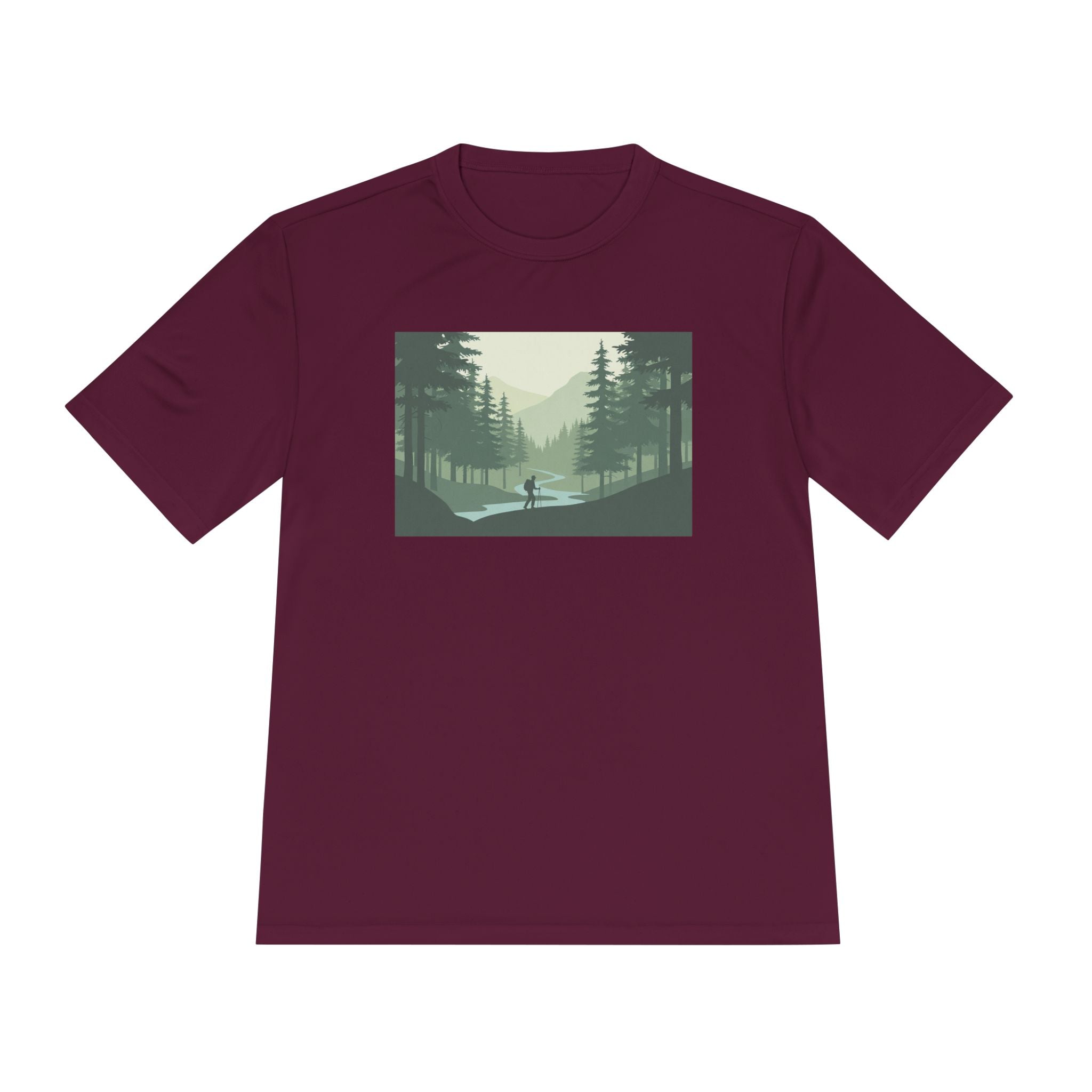 Forest Lake Camping Tee — Minimal Mountain Landscape T-Shirt for Outdoor Lovers