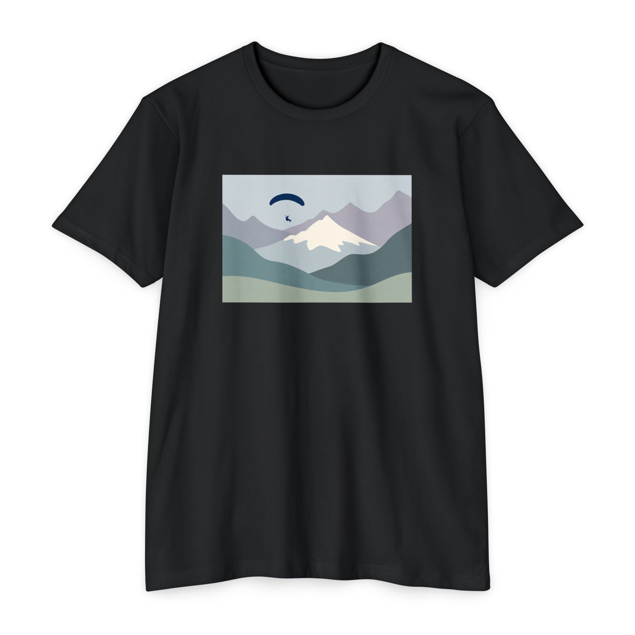 Mountain Paraglider Tee — Minimalist Scenic Graphic T-Shirt