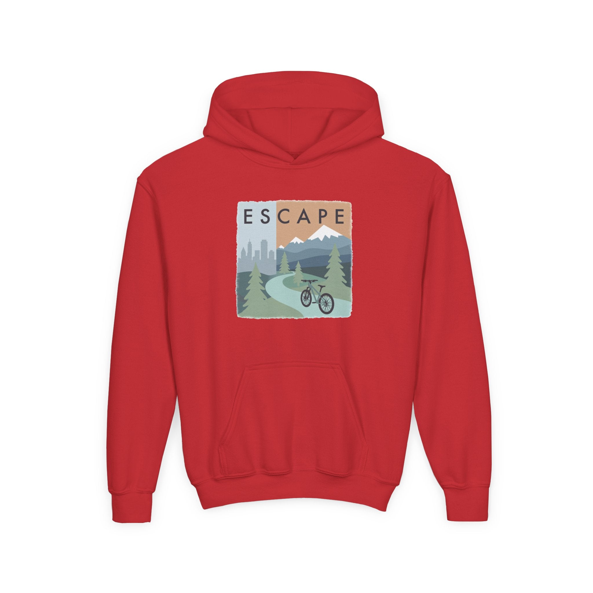 Escape to the Mountains Kids Hoodie — Mountain Retreat Graphic Sweatshirt