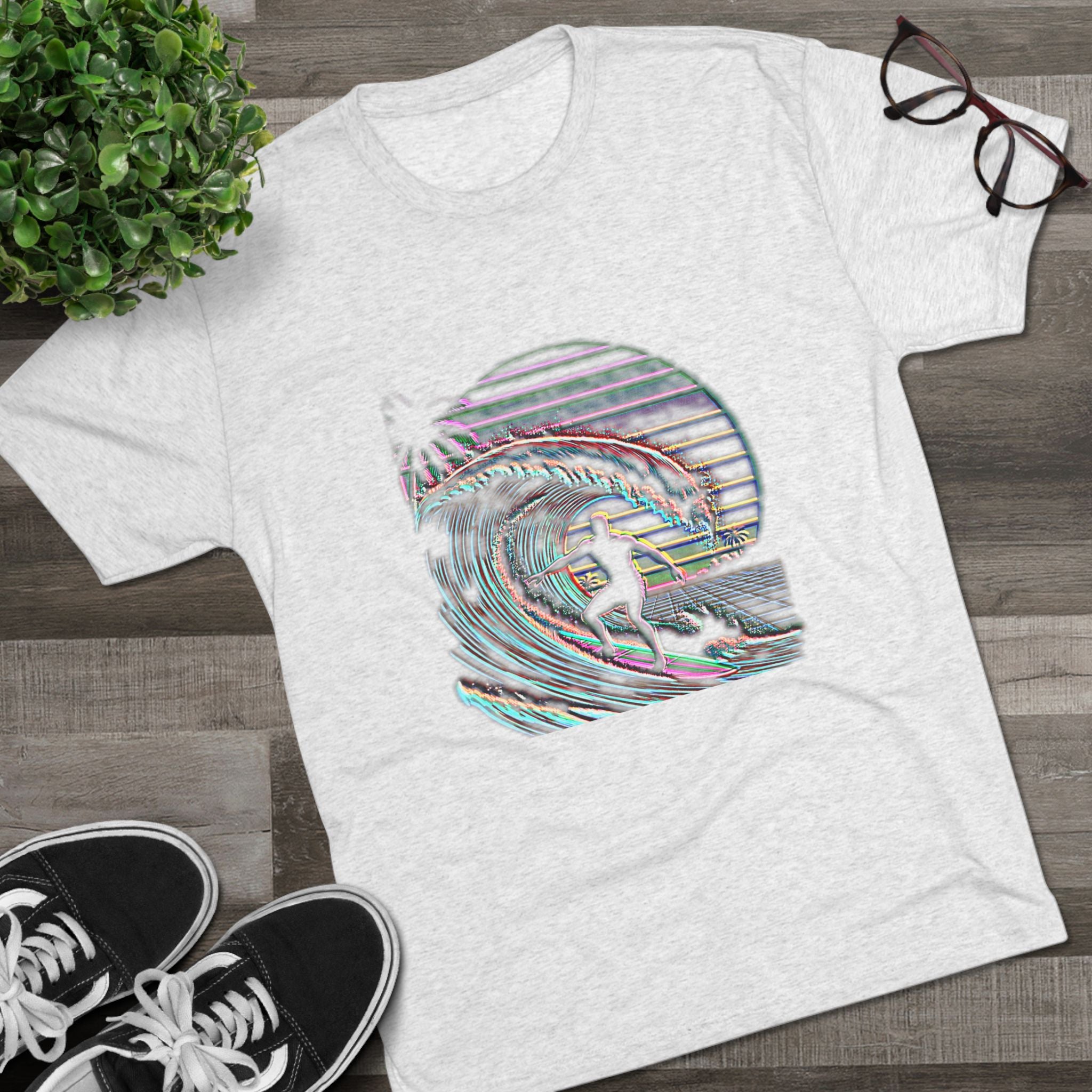 Surf Wave Tee — Retro Vaporwave Sunset Surfing Graphic T-Shirt