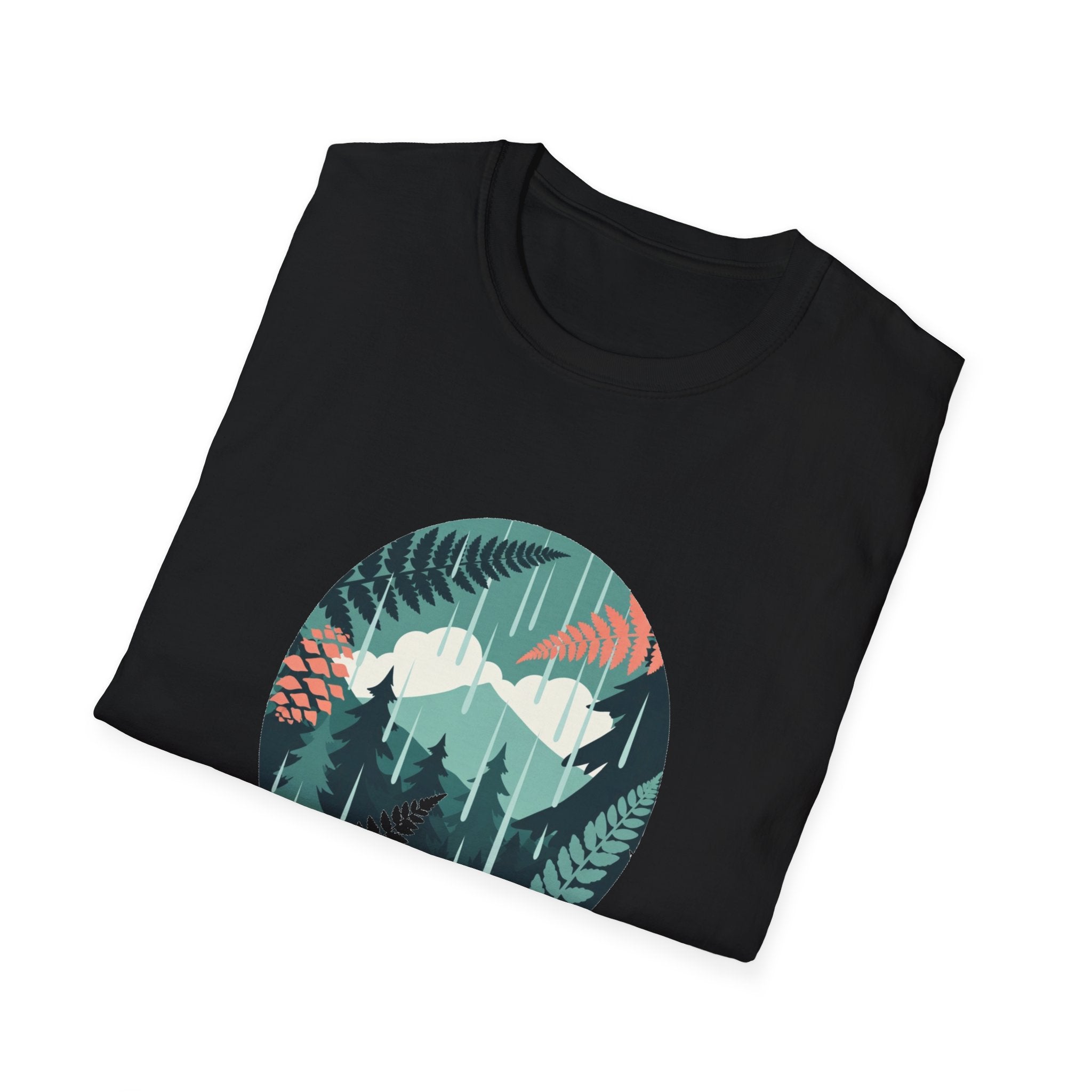 Adventure Nature T-Shirt — Mountain & Fern Badge Graphic