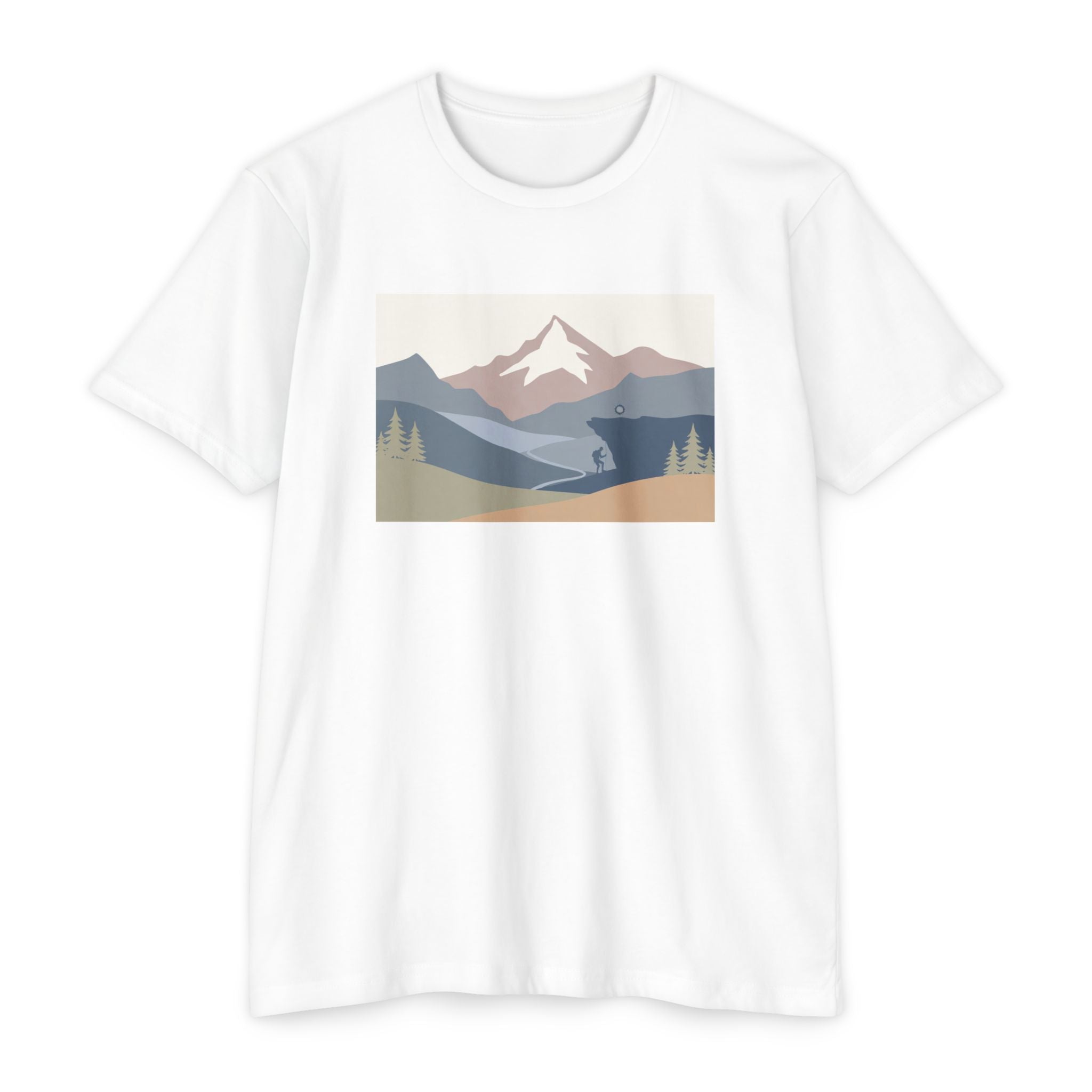 Mountain Landscape T-Shirt — Minimal Neutral Outdoor Scenic Tee