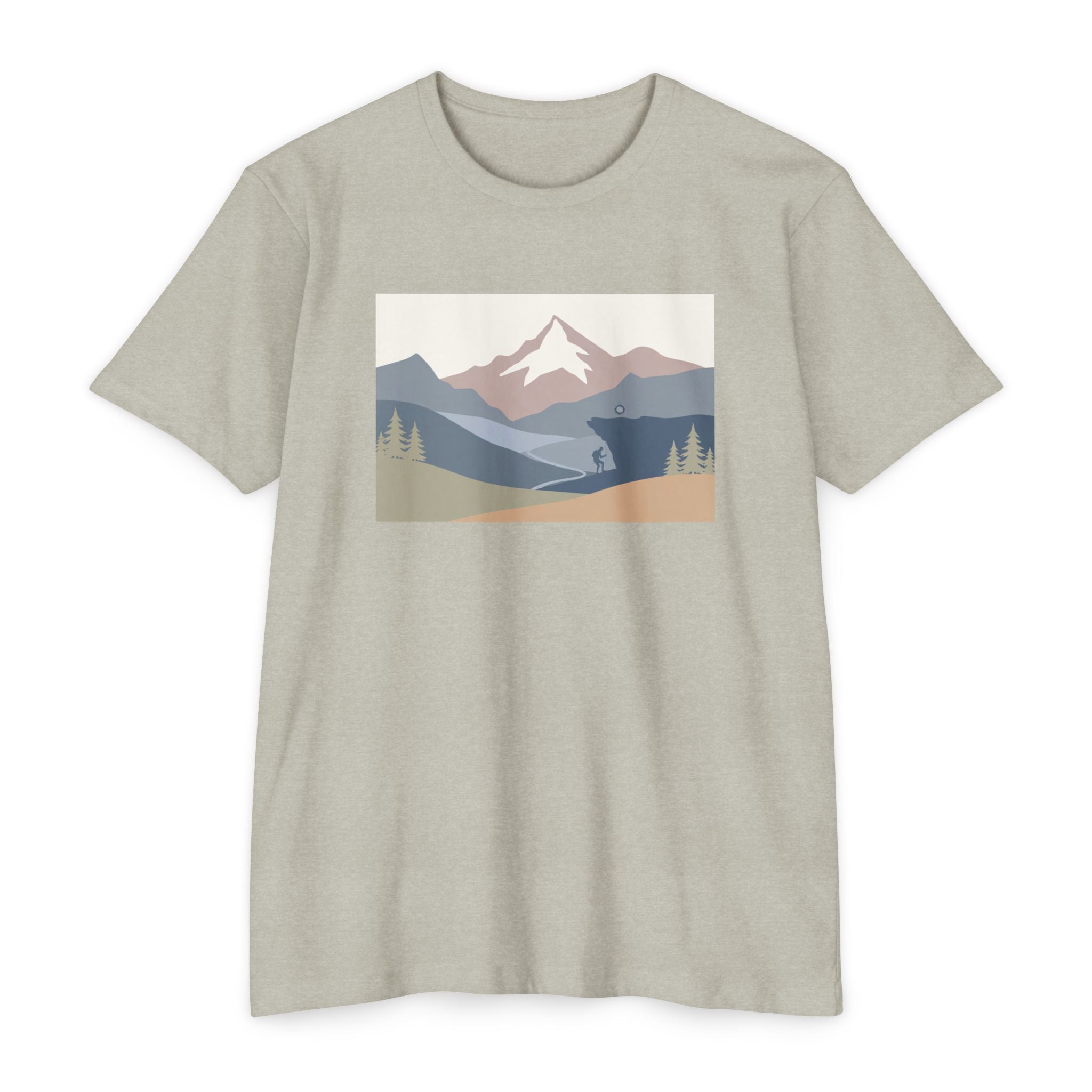 Mountain Landscape T-Shirt — Minimal Neutral Outdoor Scenic Tee