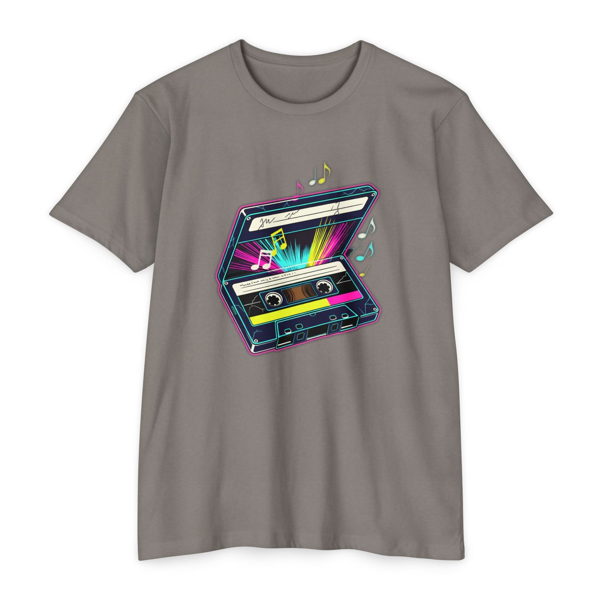 Retro Neon Cassette T-Shirt — 80s Vintage Music Tee