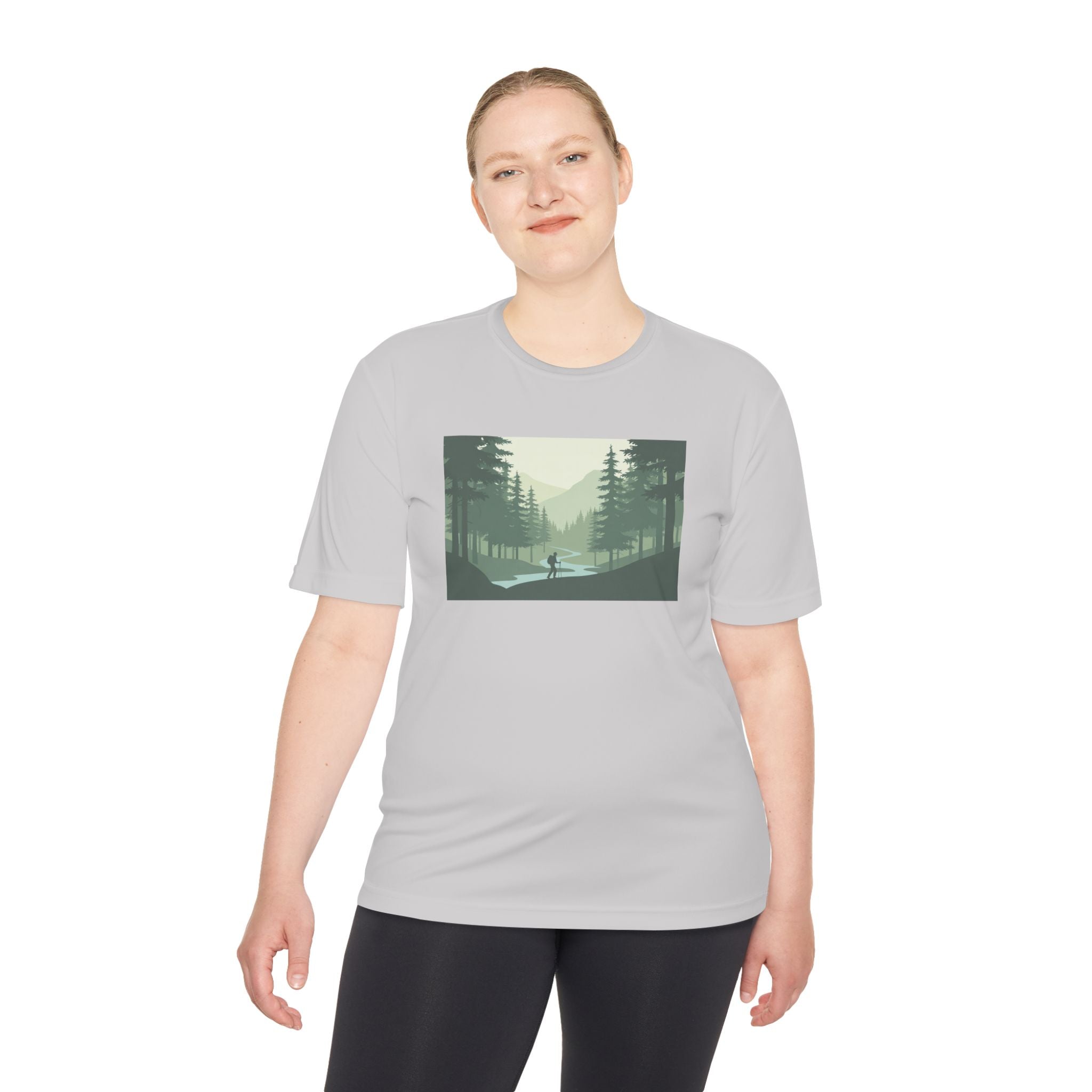 Forest Lake Camping Tee — Minimal Mountain Landscape T-Shirt for Outdoor Lovers