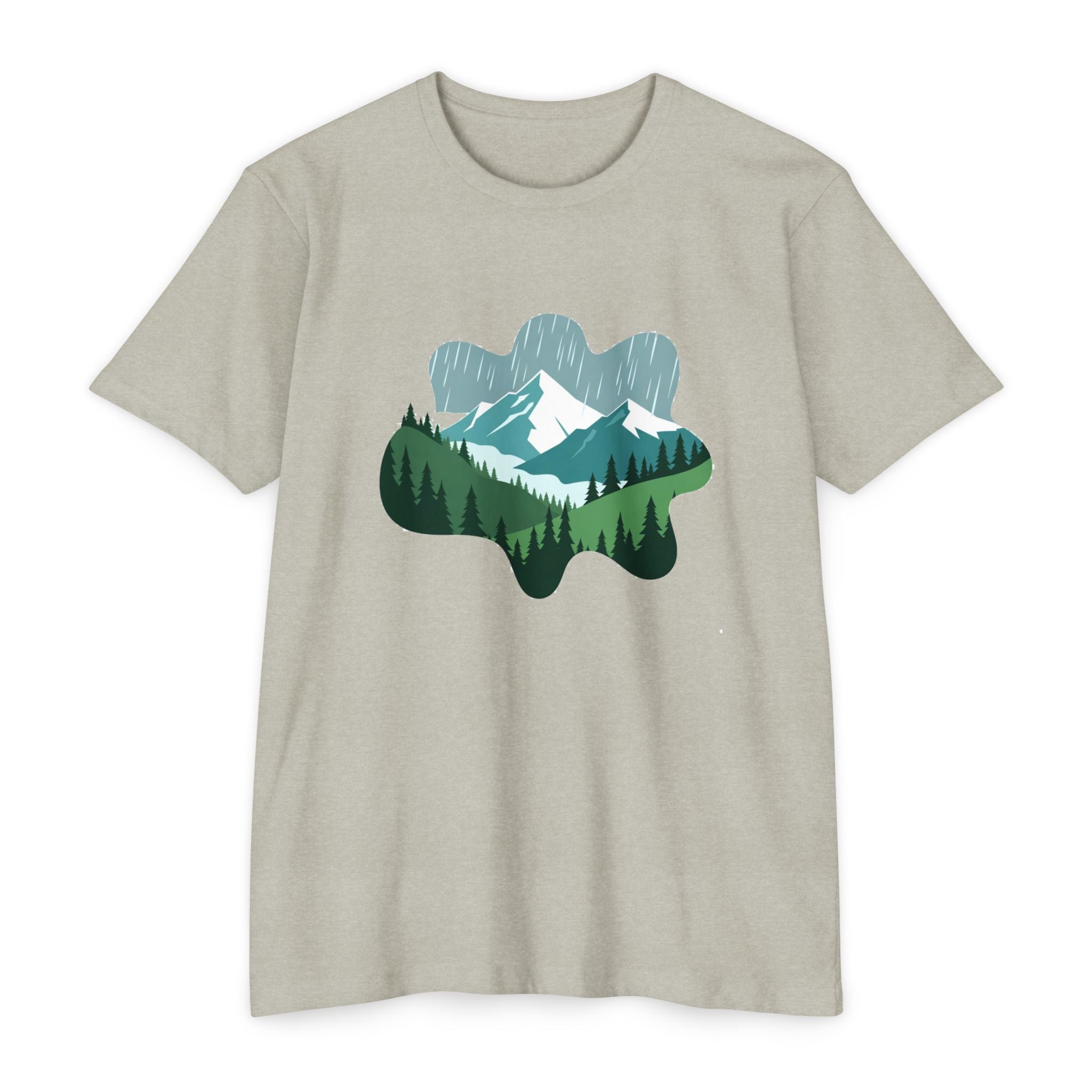 Mountain Paw Print T-Shirt — Scenic Forest & Snowy Peak Tee