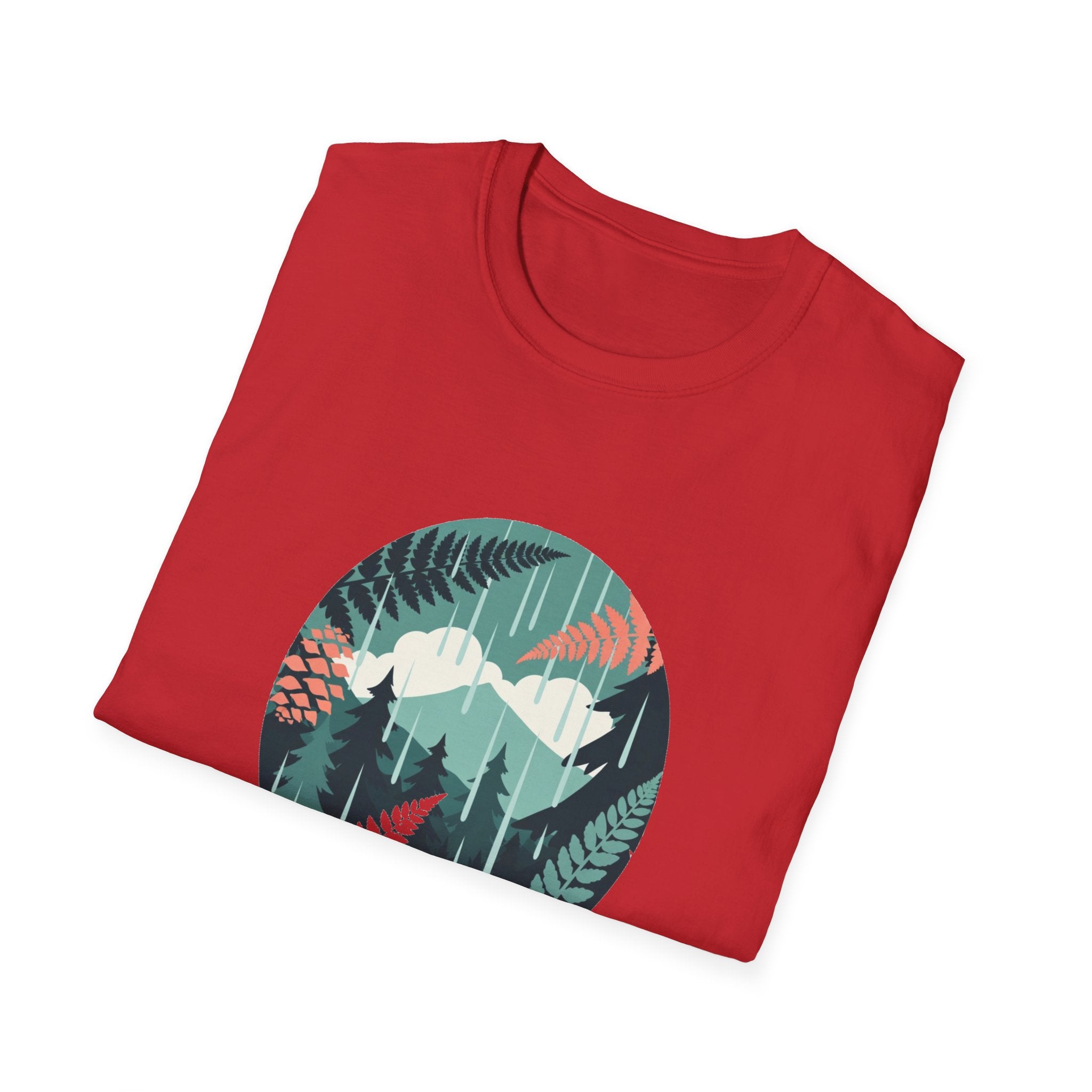 Adventure Nature T-Shirt — Mountain & Fern Badge Graphic