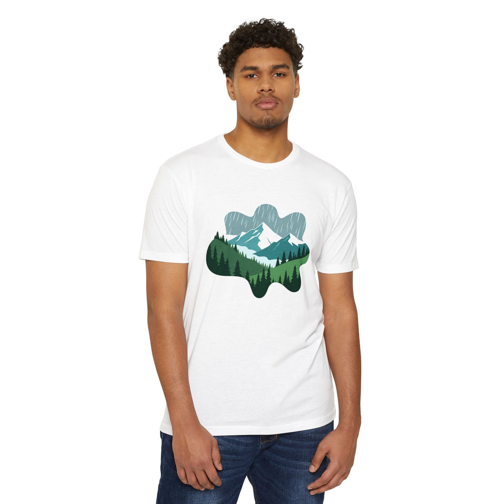 Mountain Paw Print T-Shirt — Scenic Forest & Snowy Peak Tee