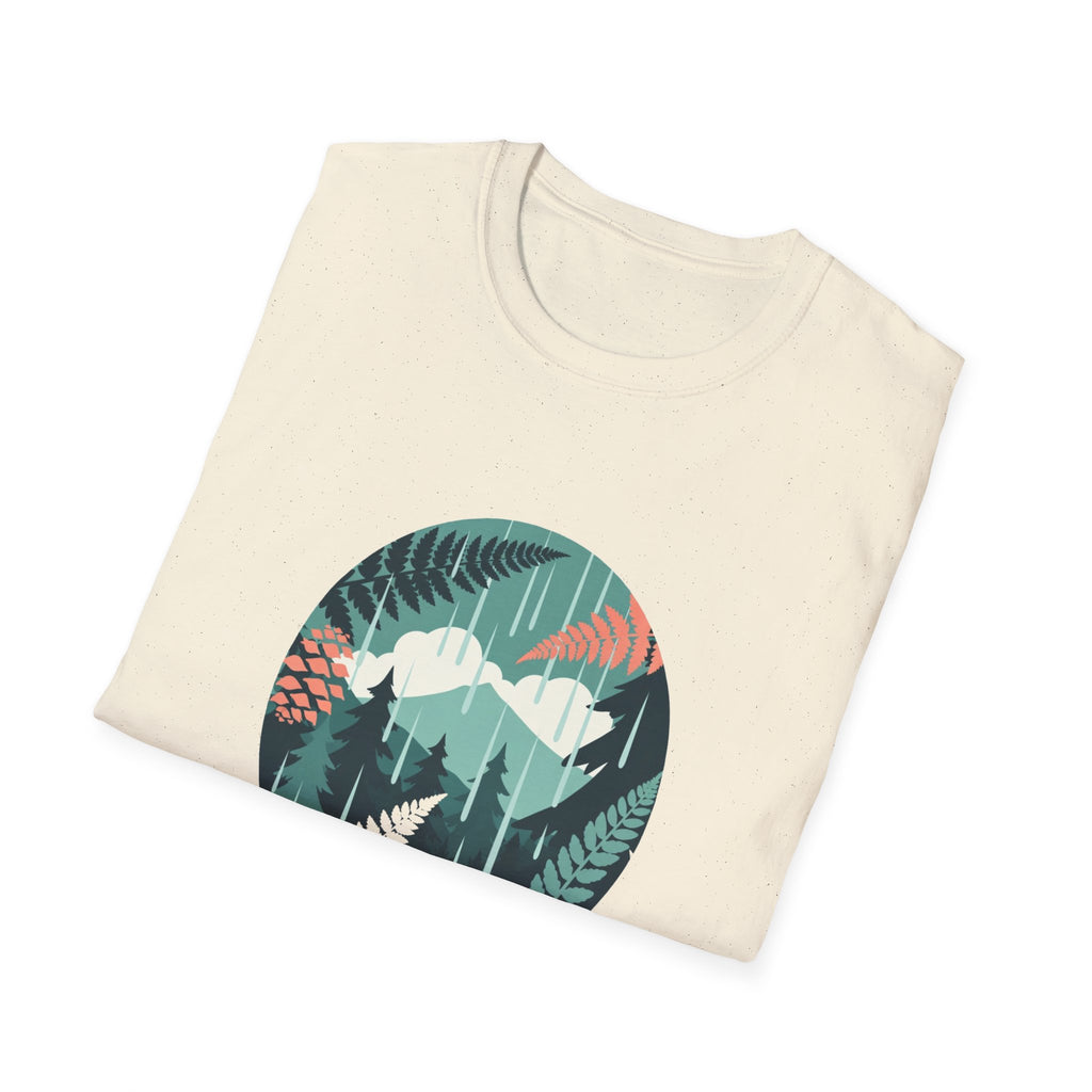 Adventure Nature T-Shirt — Mountain & Fern Badge Graphic