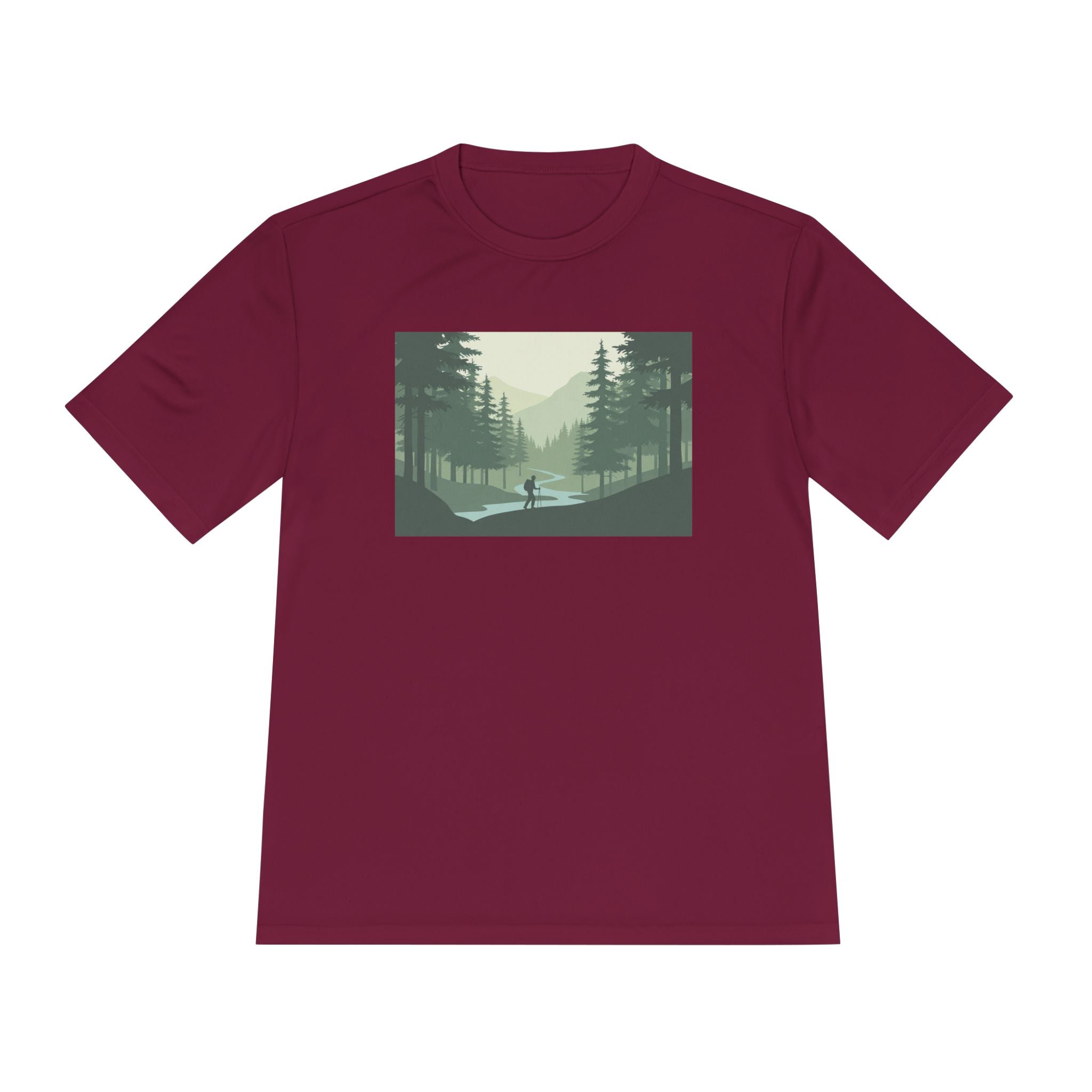 Forest Lake Camping Tee — Minimal Mountain Landscape T-Shirt for Outdoor Lovers