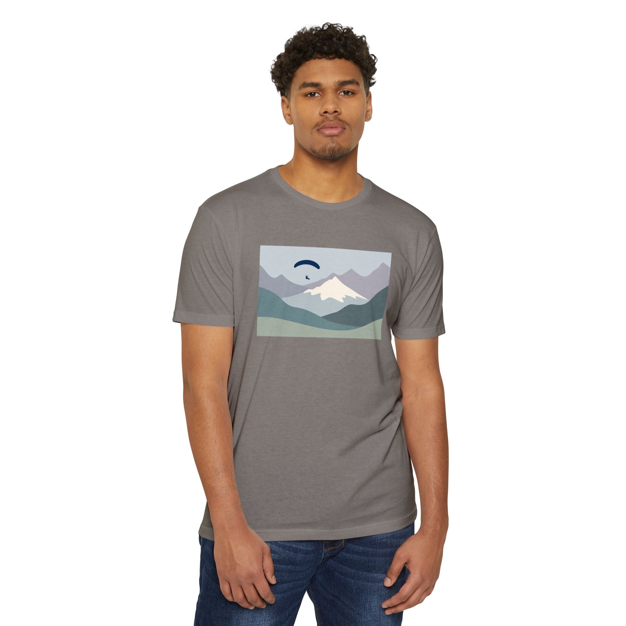 Mountain Paraglider Tee — Minimalist Scenic Graphic T-Shirt
