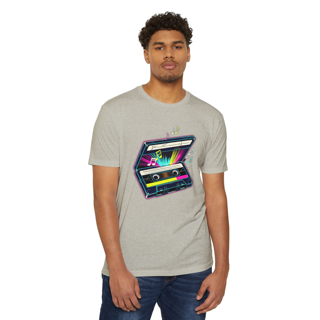 Retro Neon Cassette T-Shirt — 80s Vintage Music Tee