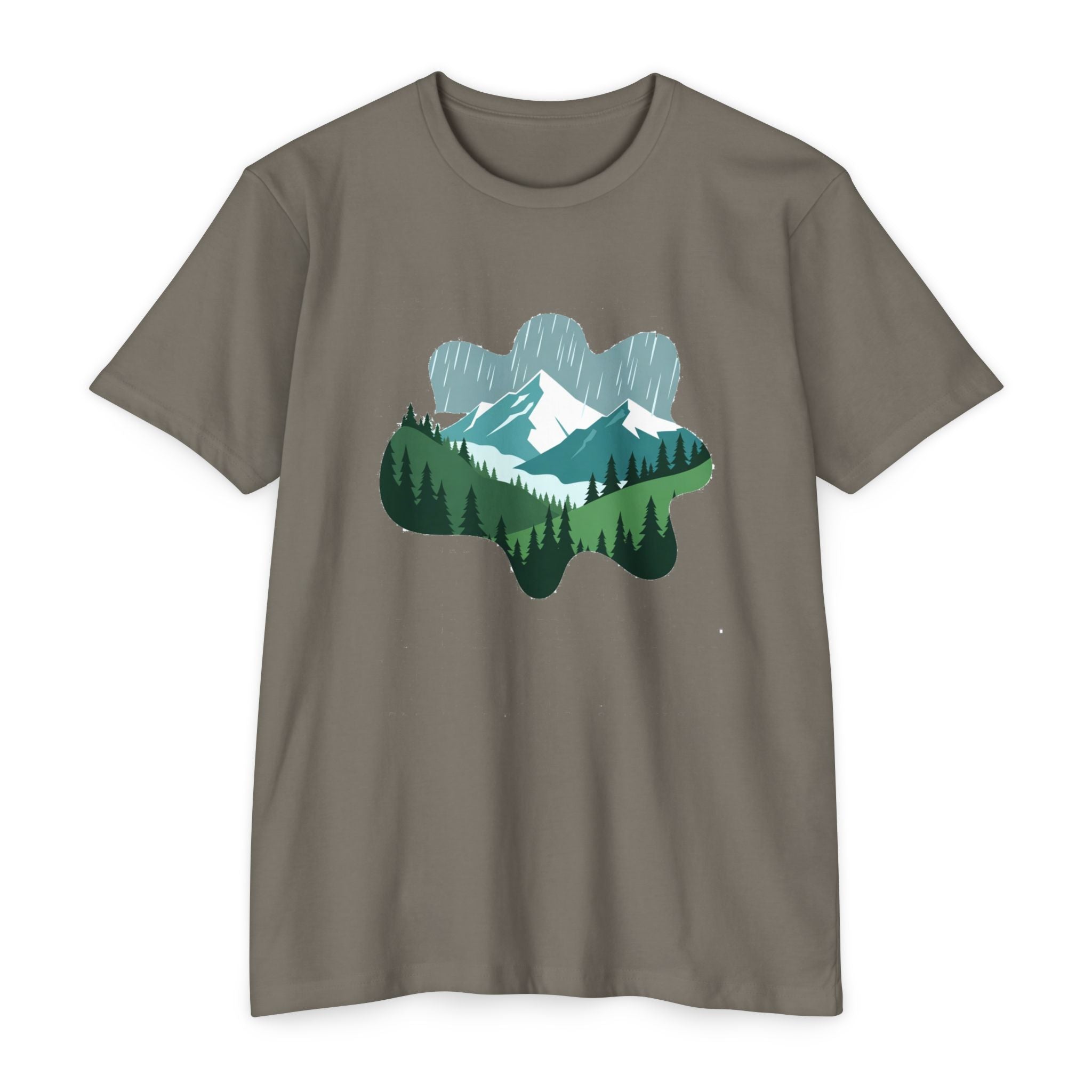 Mountain Paw Print T-Shirt — Scenic Forest & Snowy Peak Tee