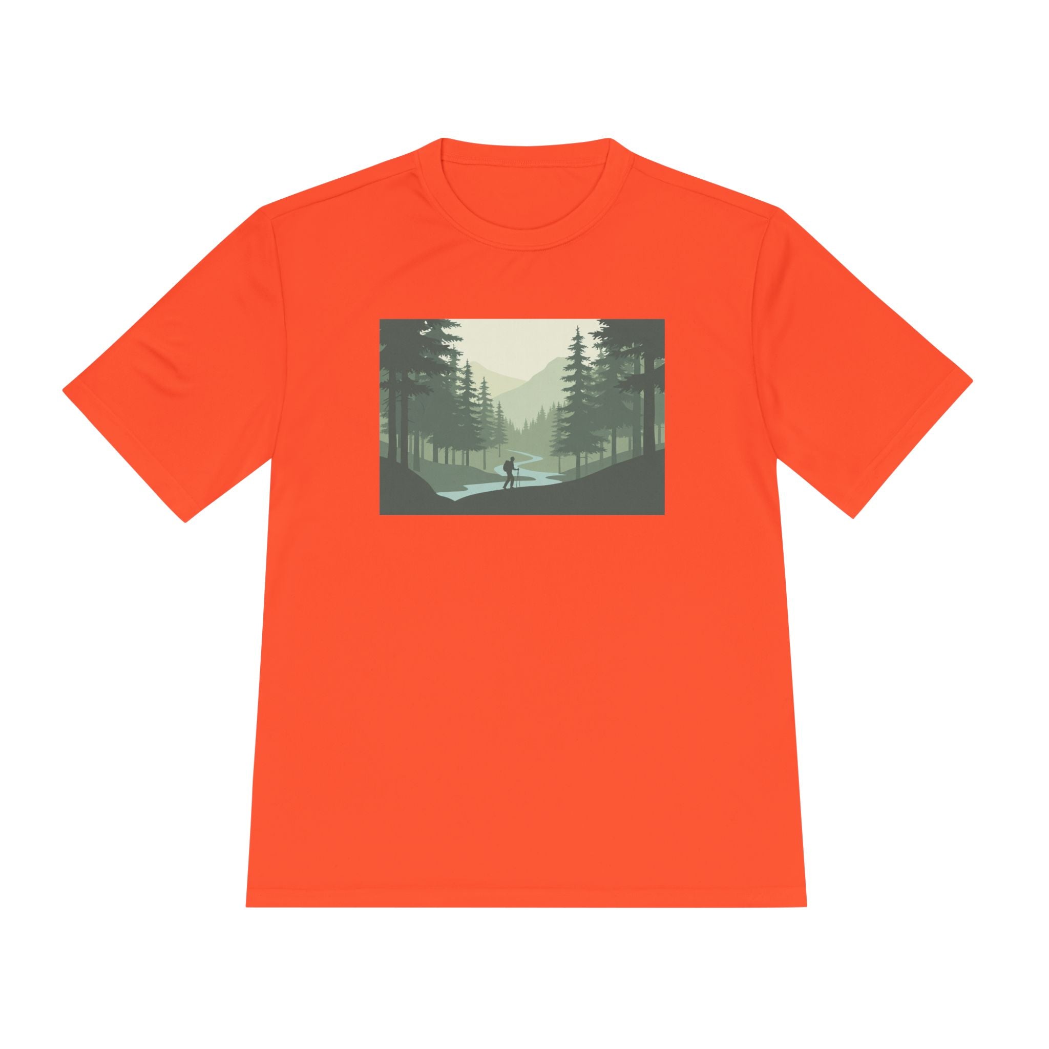 Forest Lake Camping Tee — Minimal Mountain Landscape T-Shirt for Outdoor Lovers