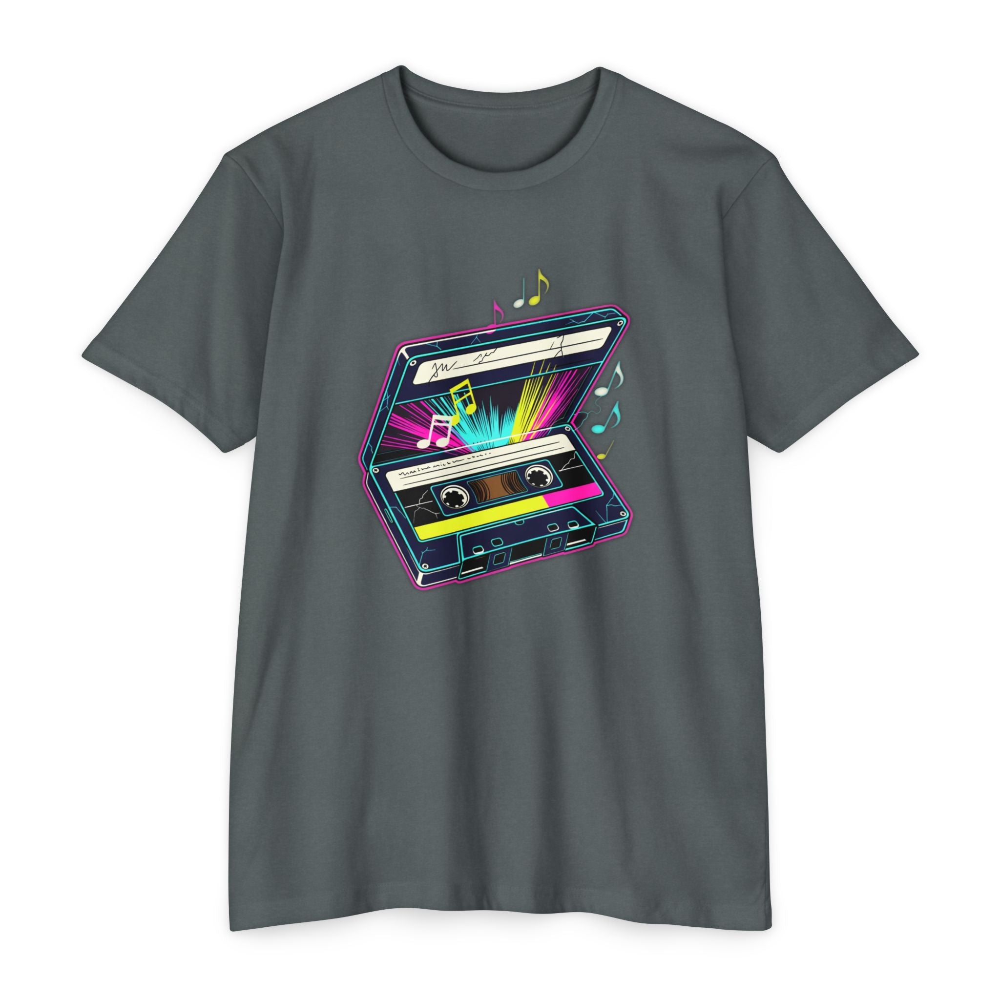 Retro Neon Cassette T-Shirt — 80s Vintage Music Tee