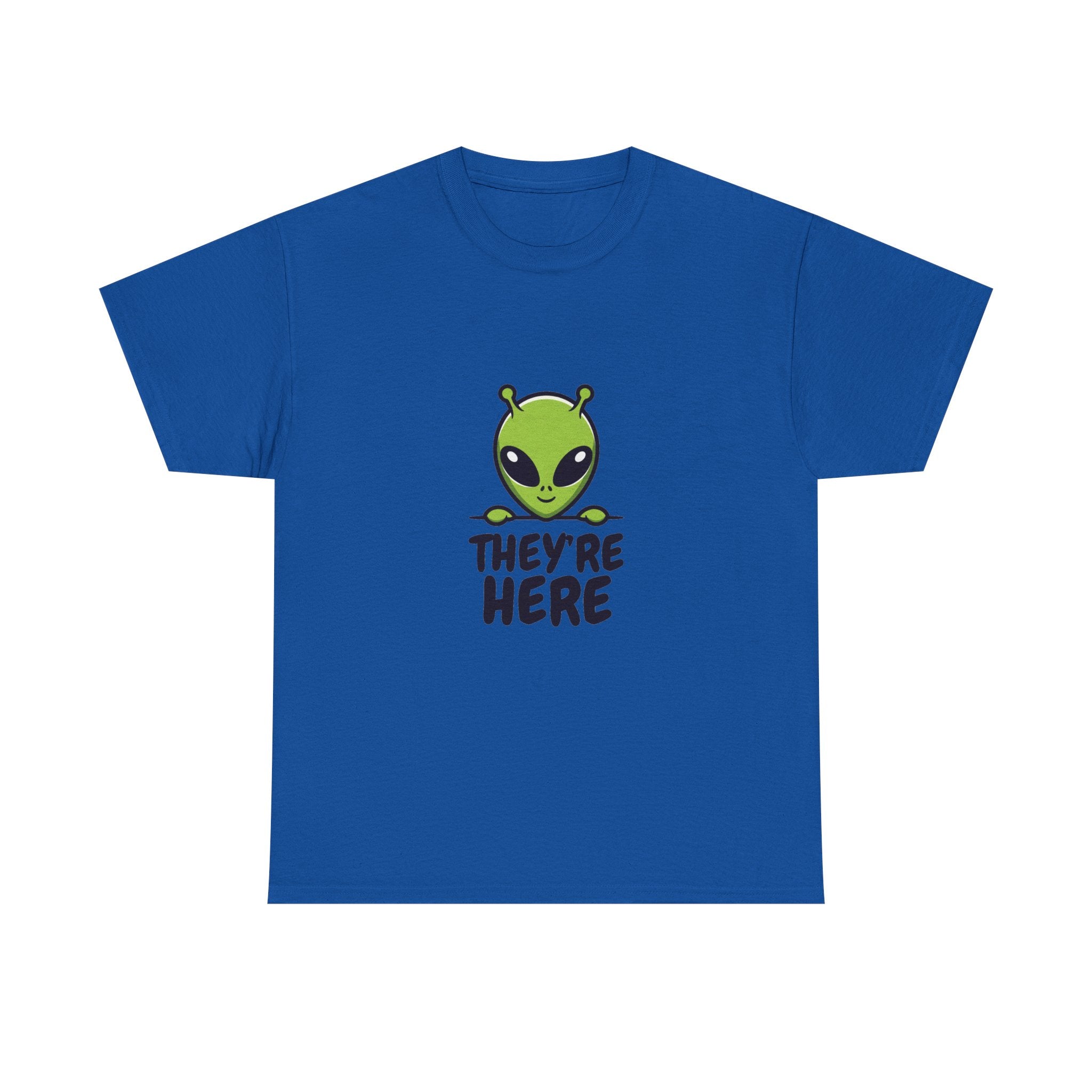 Alien Graphic Tee "They're Here" – Cute UFO Sightings T-Shirt