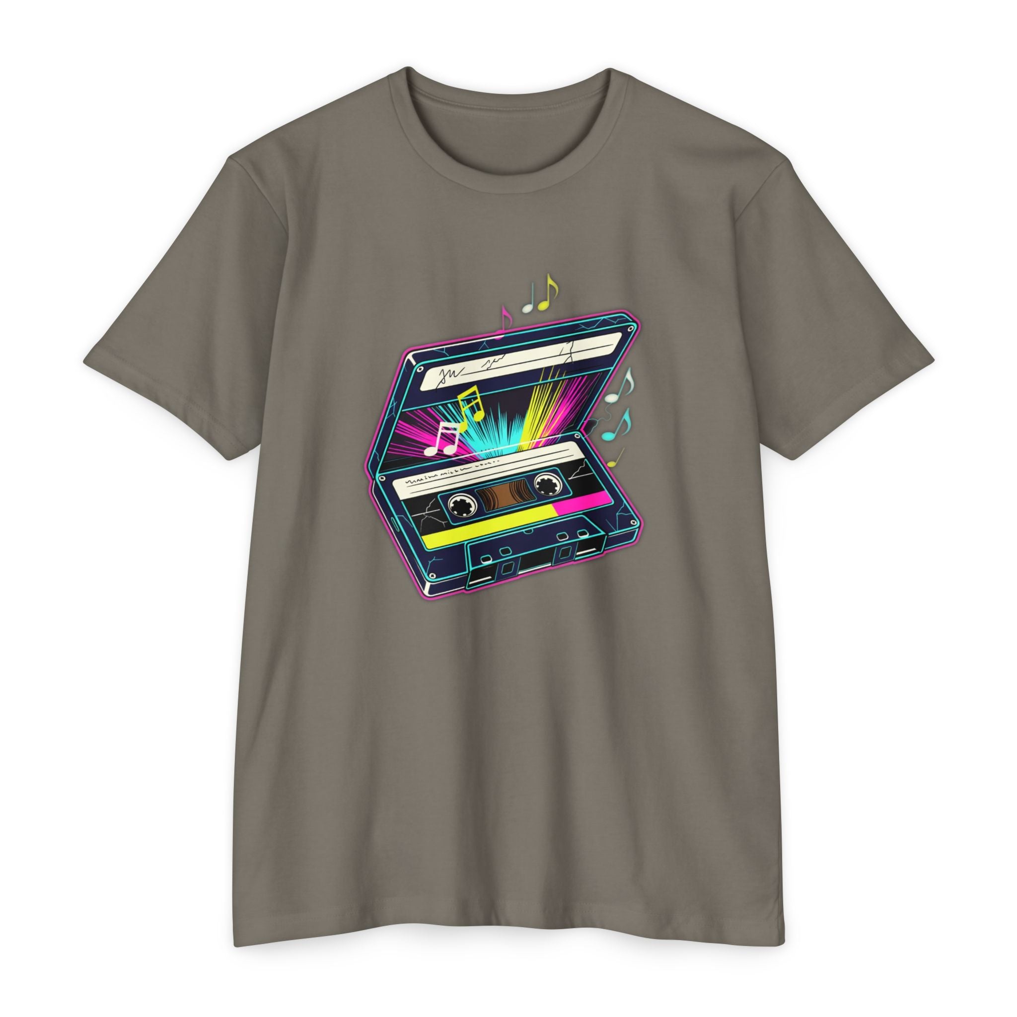 Retro Neon Cassette T-Shirt — 80s Vintage Music Tee