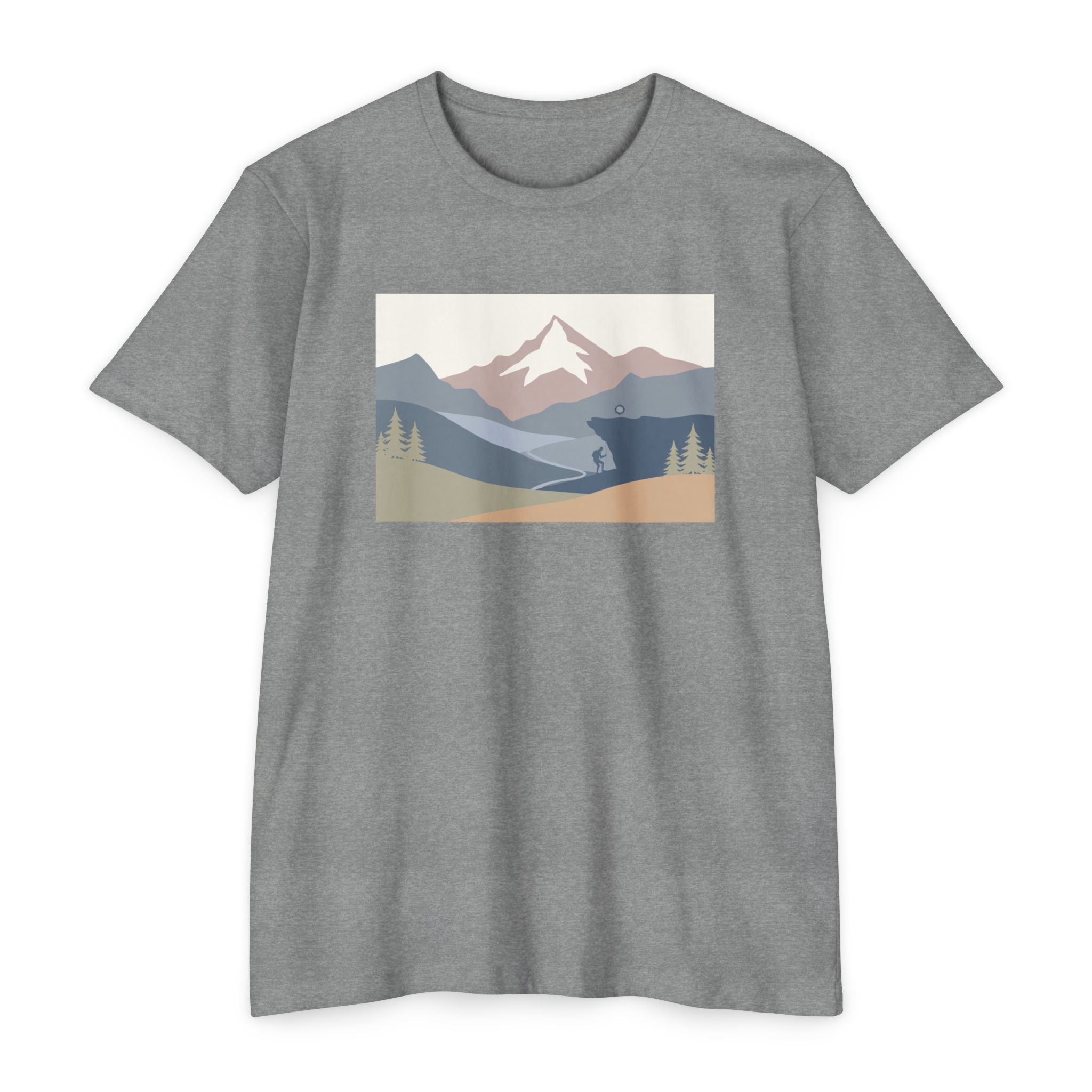 Mountain Landscape T-Shirt — Minimal Neutral Outdoor Scenic Tee
