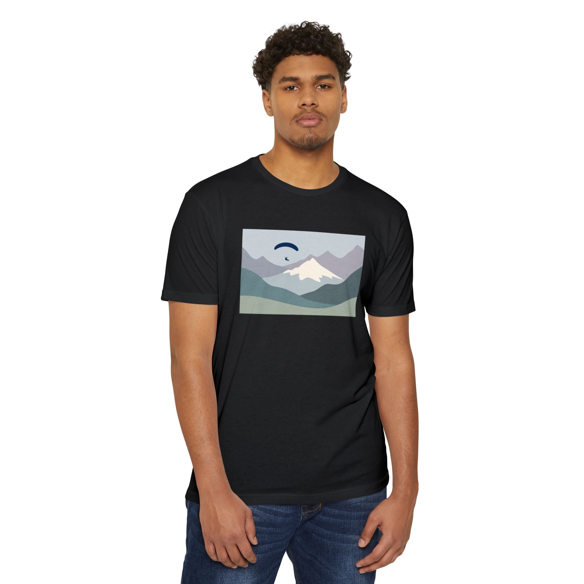 Mountain Paraglider Tee — Minimalist Scenic Graphic T-Shirt