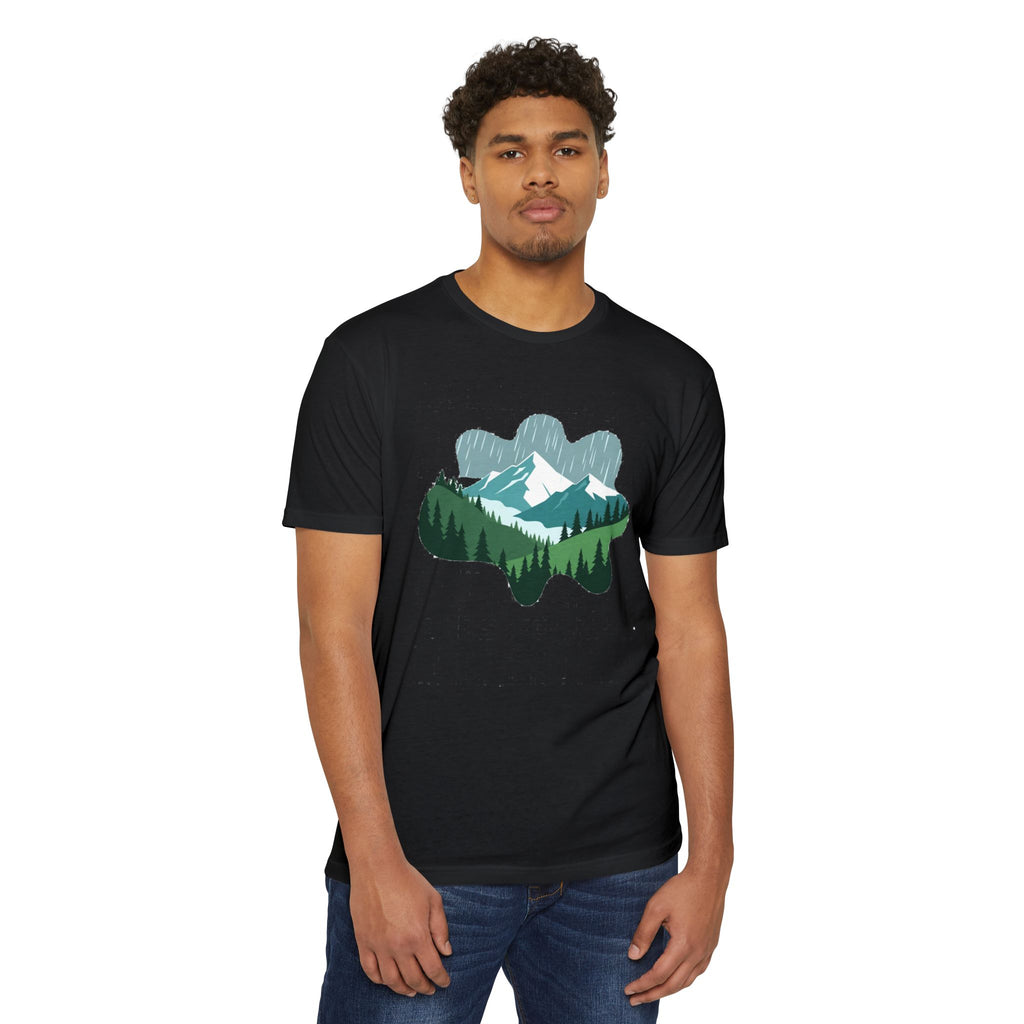 Mountain Paw Print T-Shirt — Scenic Forest & Snowy Peak Tee