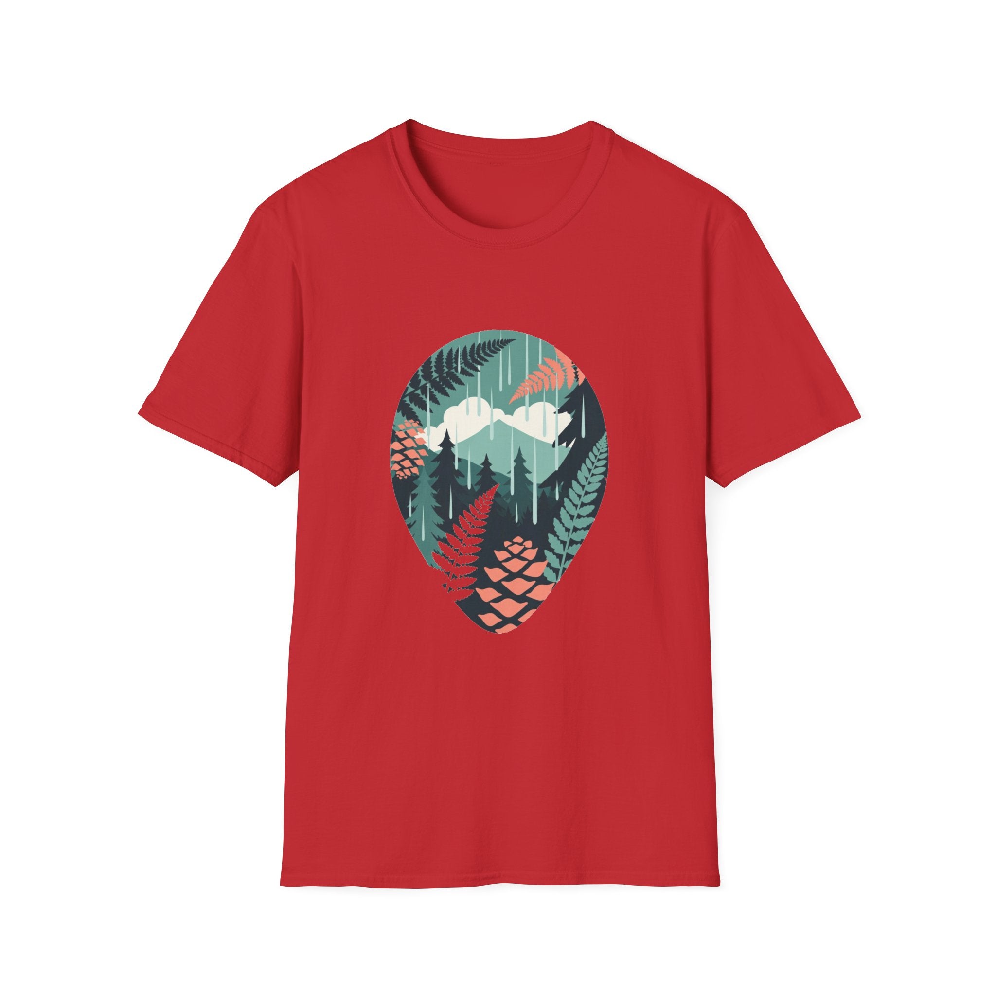Adventure Nature T-Shirt — Mountain & Fern Badge Graphic