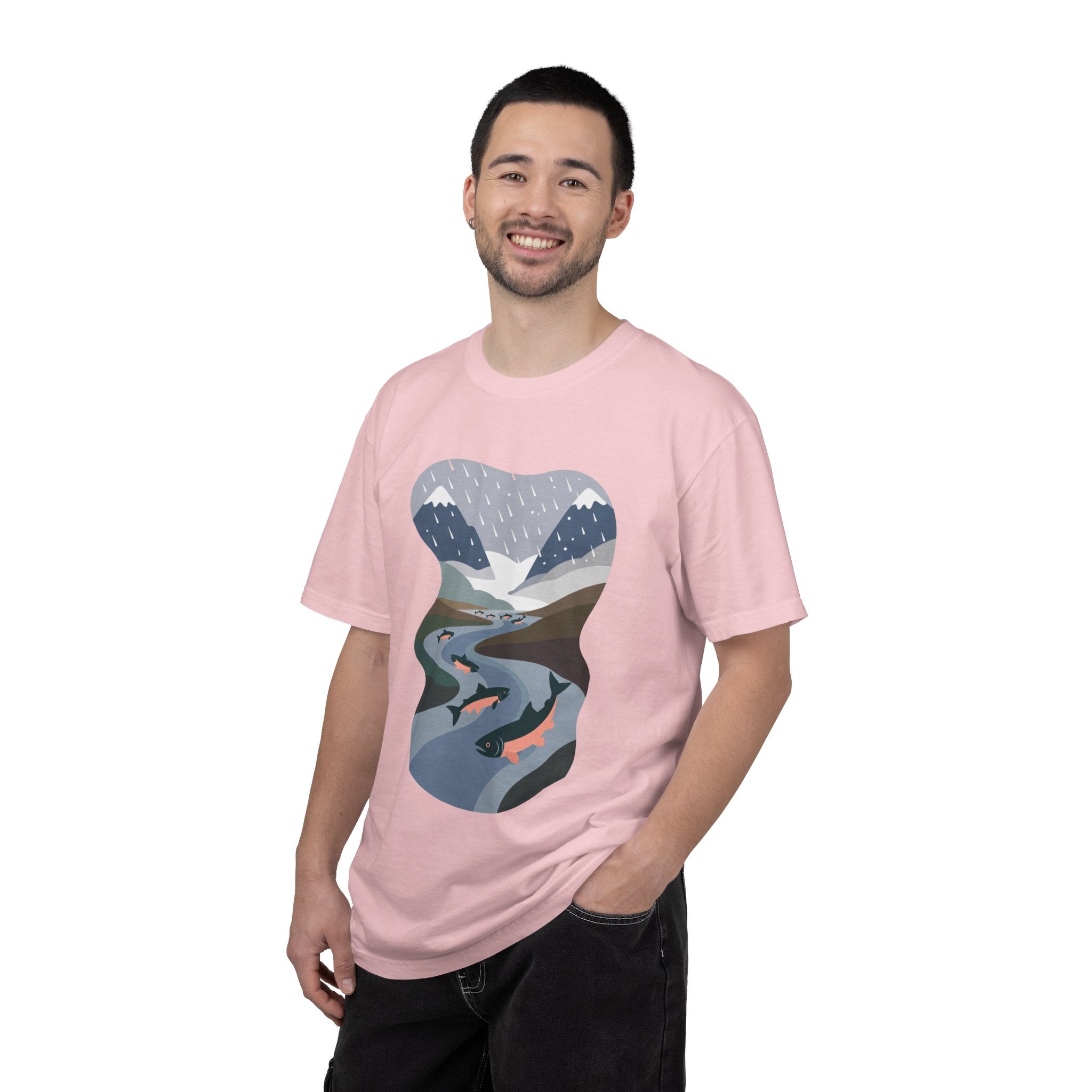 River Salmon Graphic T-Shirt — Mountain Fishing Scenic Tee